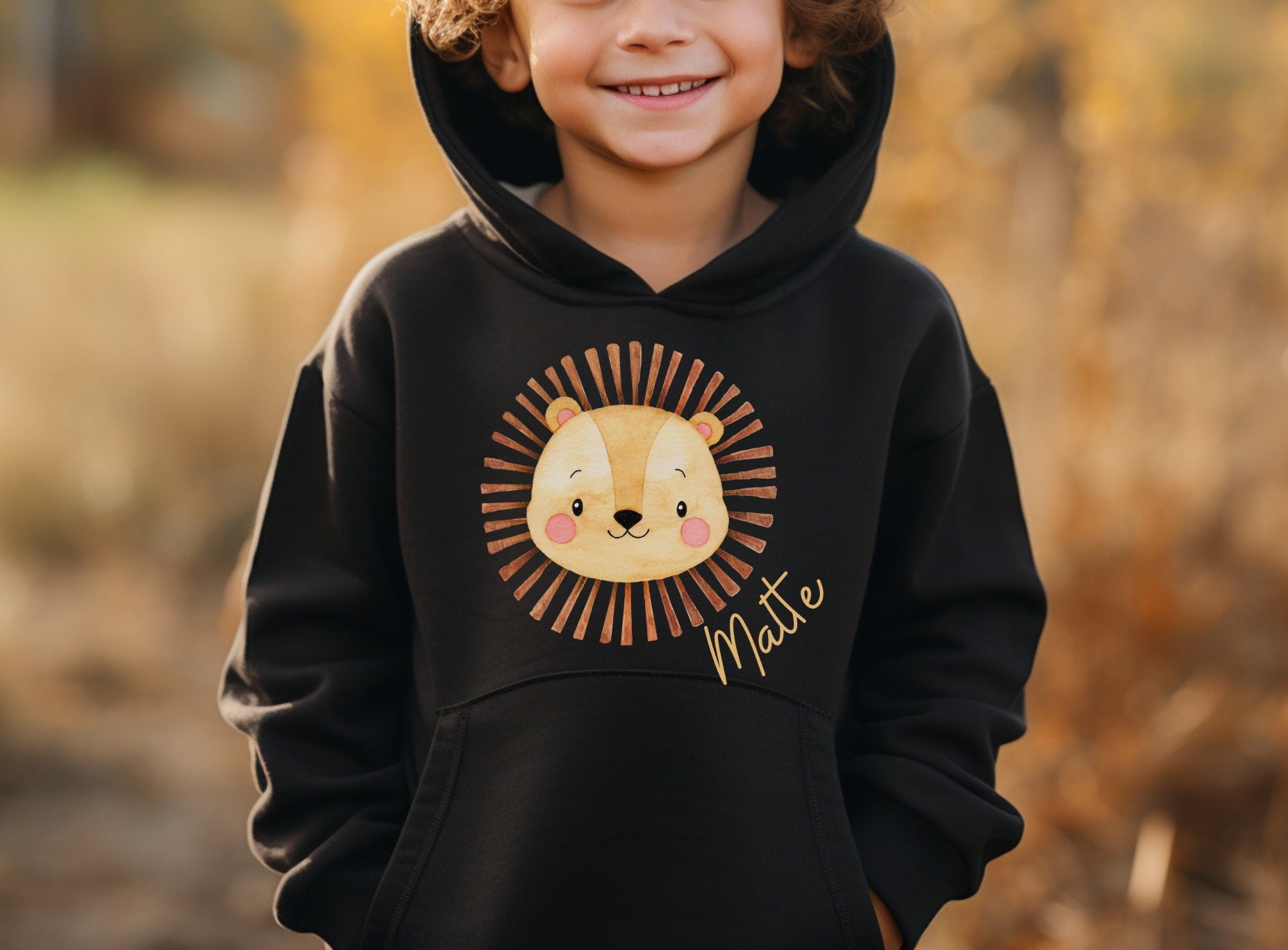 Hoodie personalisiert pullover Pulli Kapuzenpulli Löwe Dschungeltiere WildOne