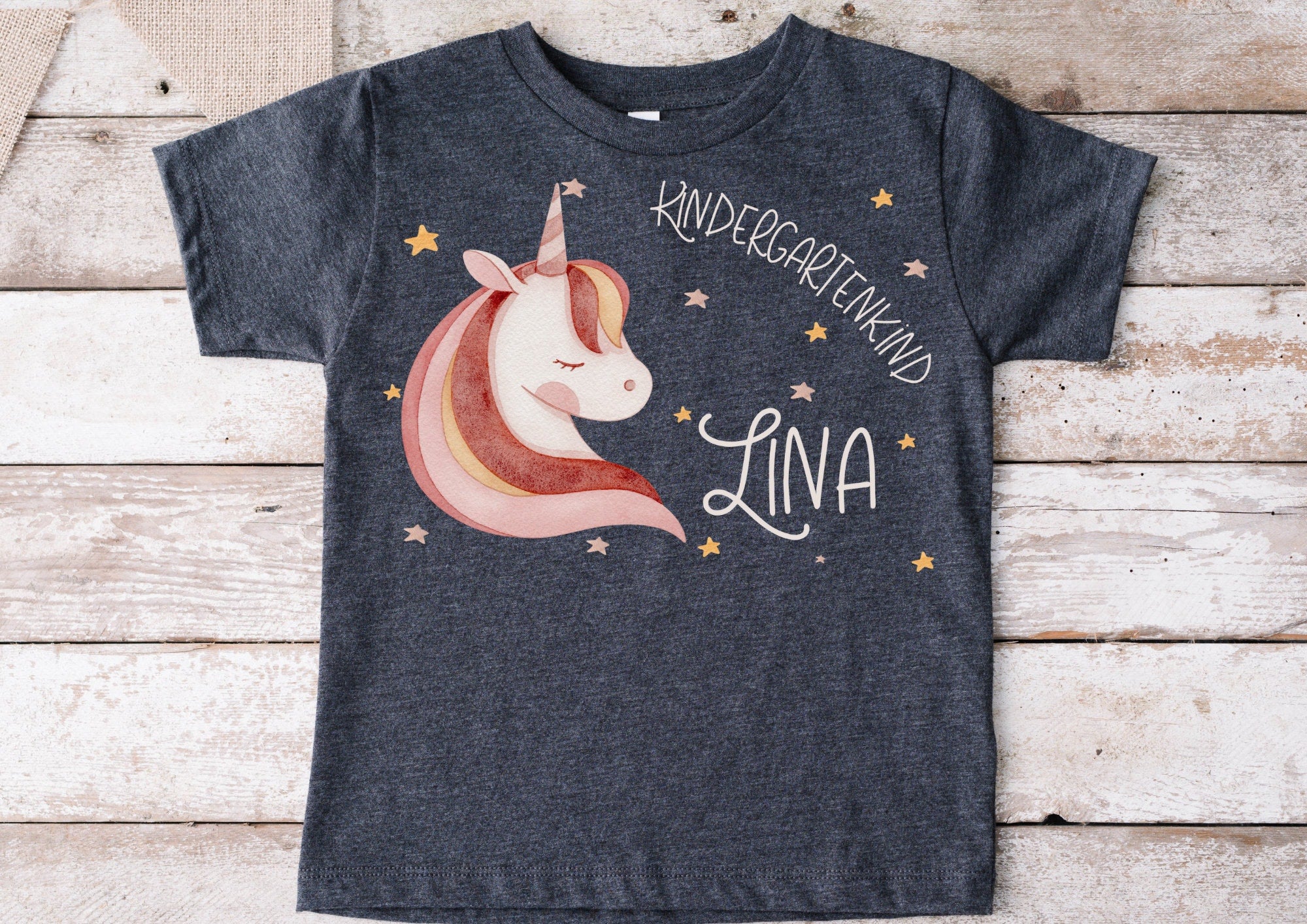 Bügelbild für bunte Stoffe mit Wunschname und Alter personalisiert garten gartenstart Einhorn Boho Waldtiere – Appliques & Patches