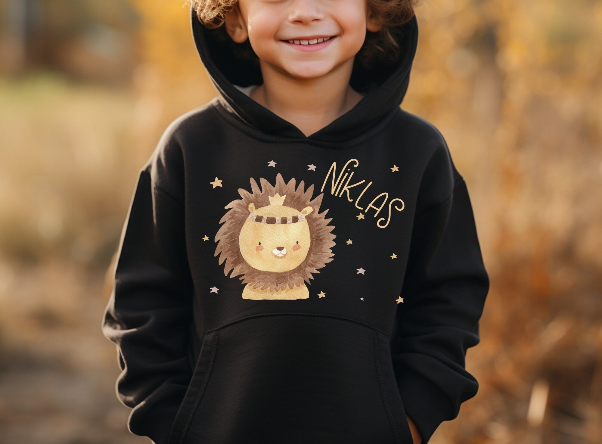 Hoodie personalisiert pullover Pulli Kapuzenpulli Löwe Dschungeltiere WildOne