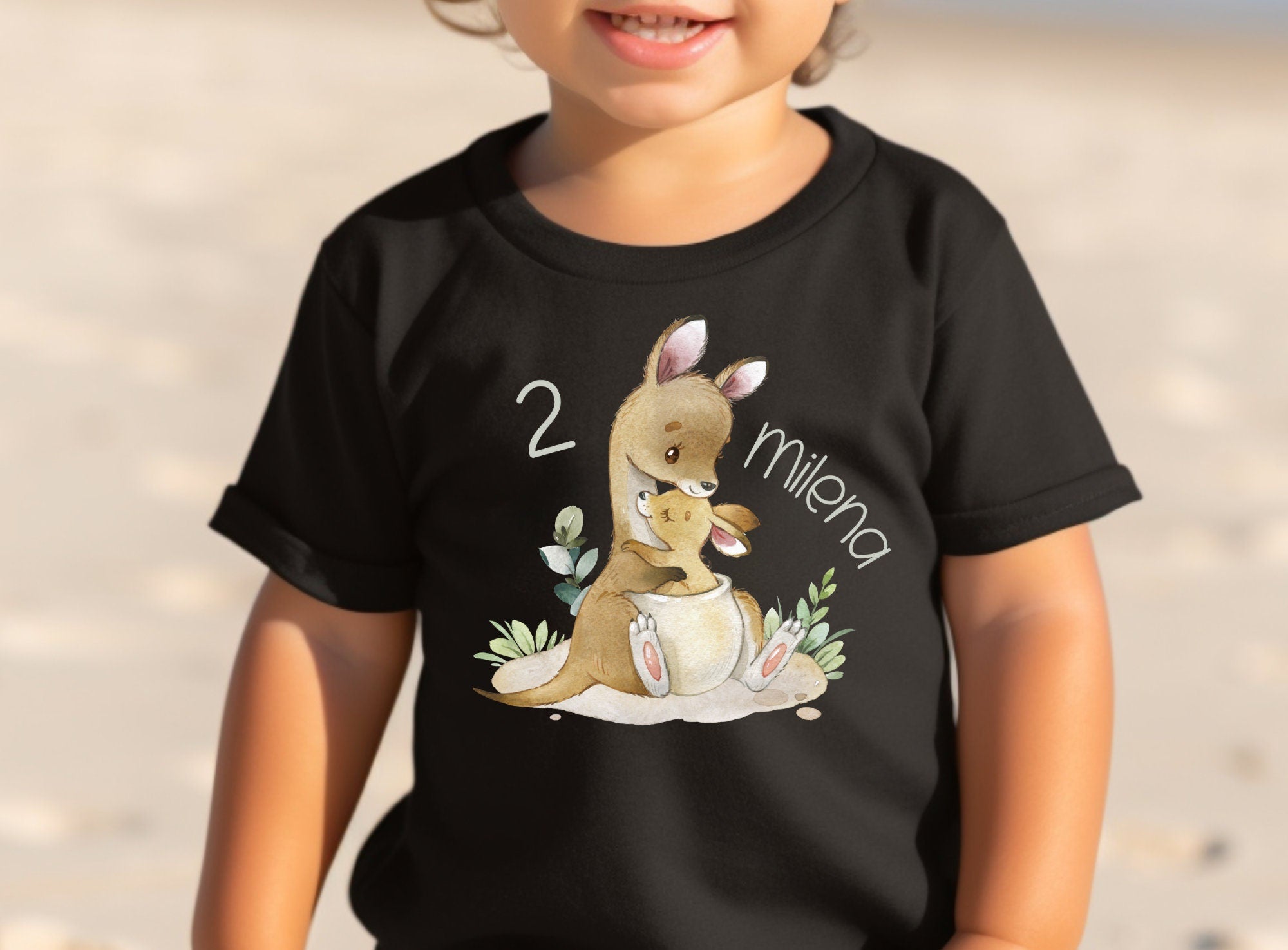 Geburtstagsshirt personalisiert Mama und Baby Känguru – T-shirts