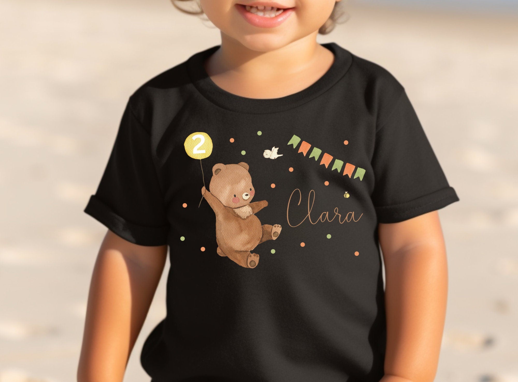 Geburtstagsshirt personalisiert Bär Luftballon – T-shirts