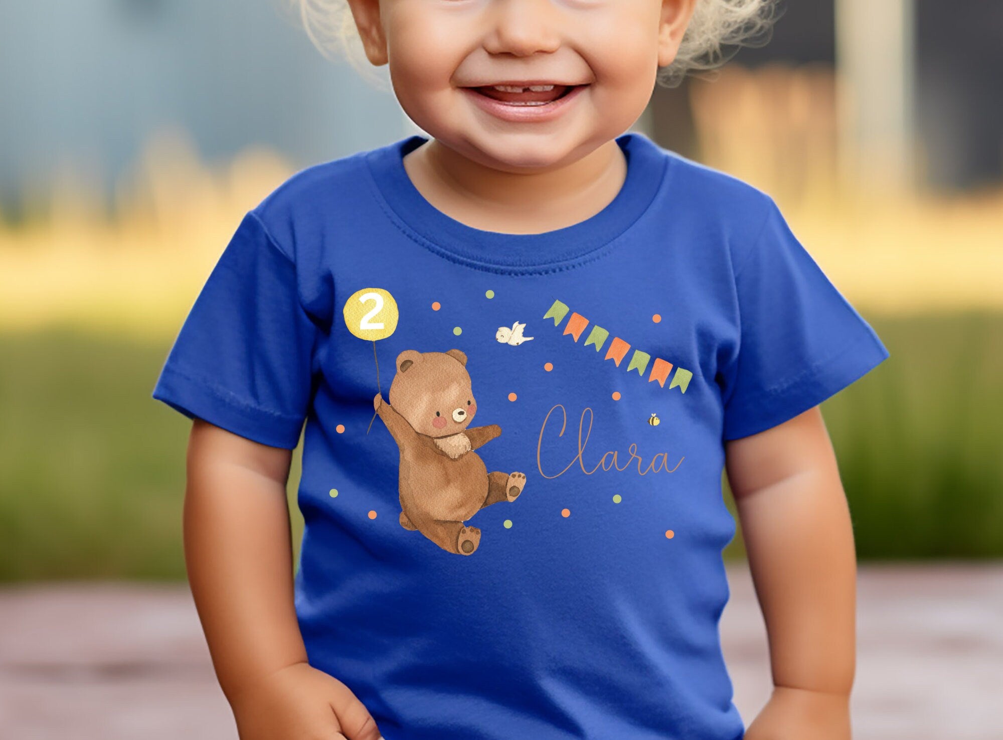 Geburtstagsshirt personalisiert Bär Luftballon – T-shirts