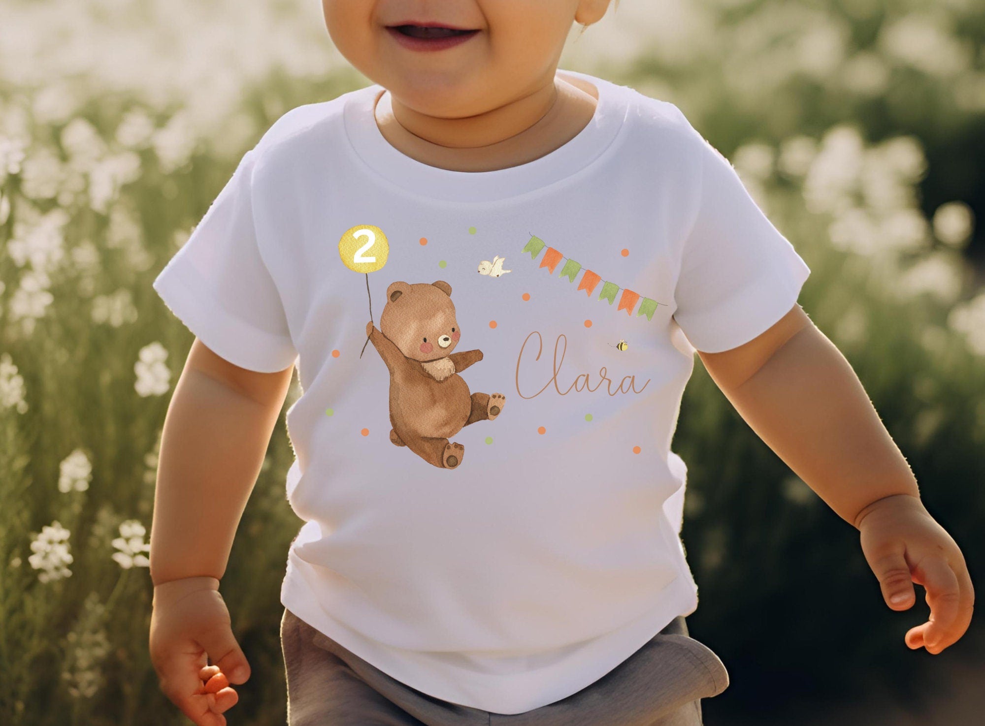 Geburtstagsshirt personalisiert Bär Luftballon – T-shirts
