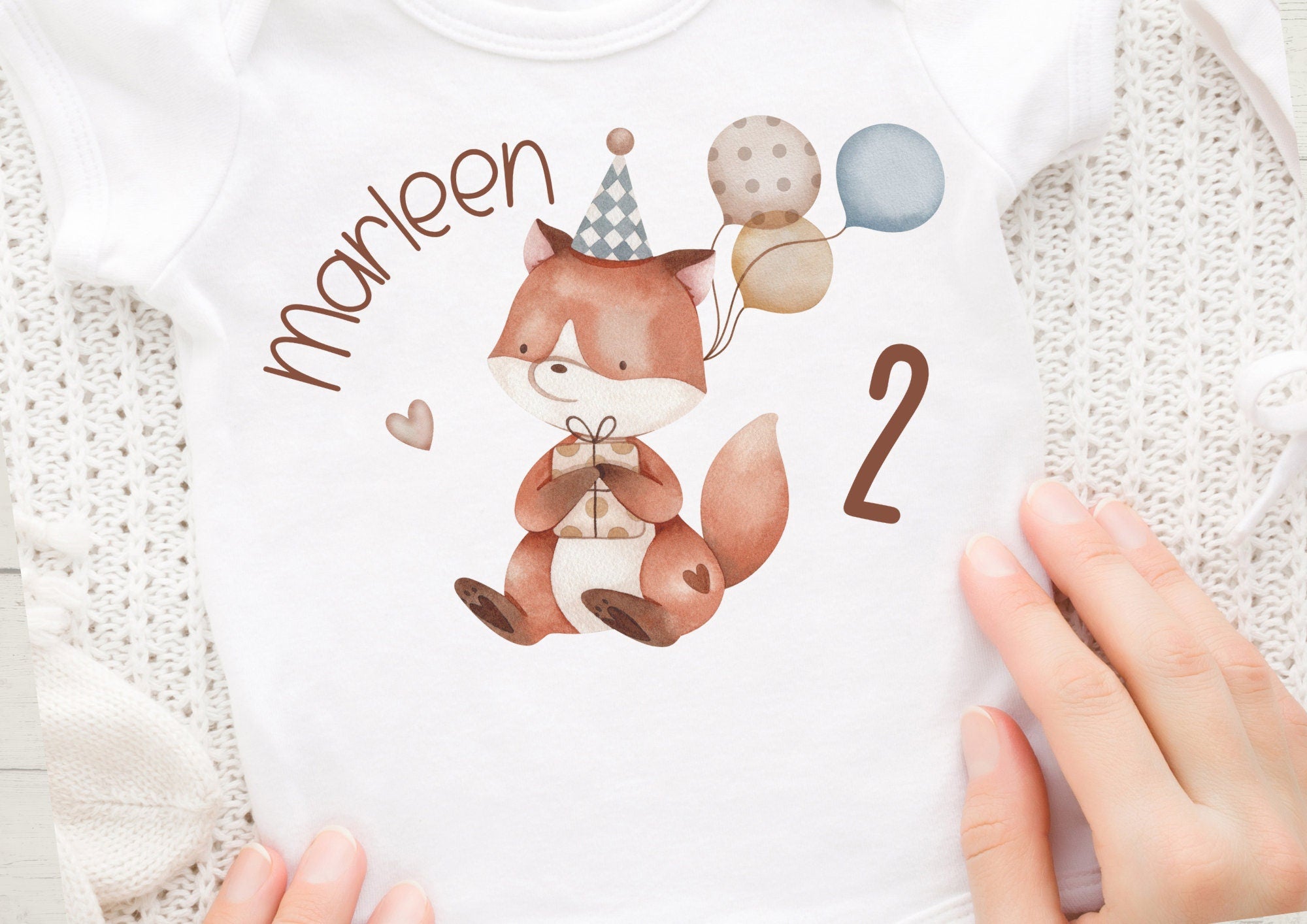 Bügelbild Fuchs Waldtiere mit Wunschname und Alter personalisiert für Kinder Shirt Geburtstag Geschenk Taufe Einschulung