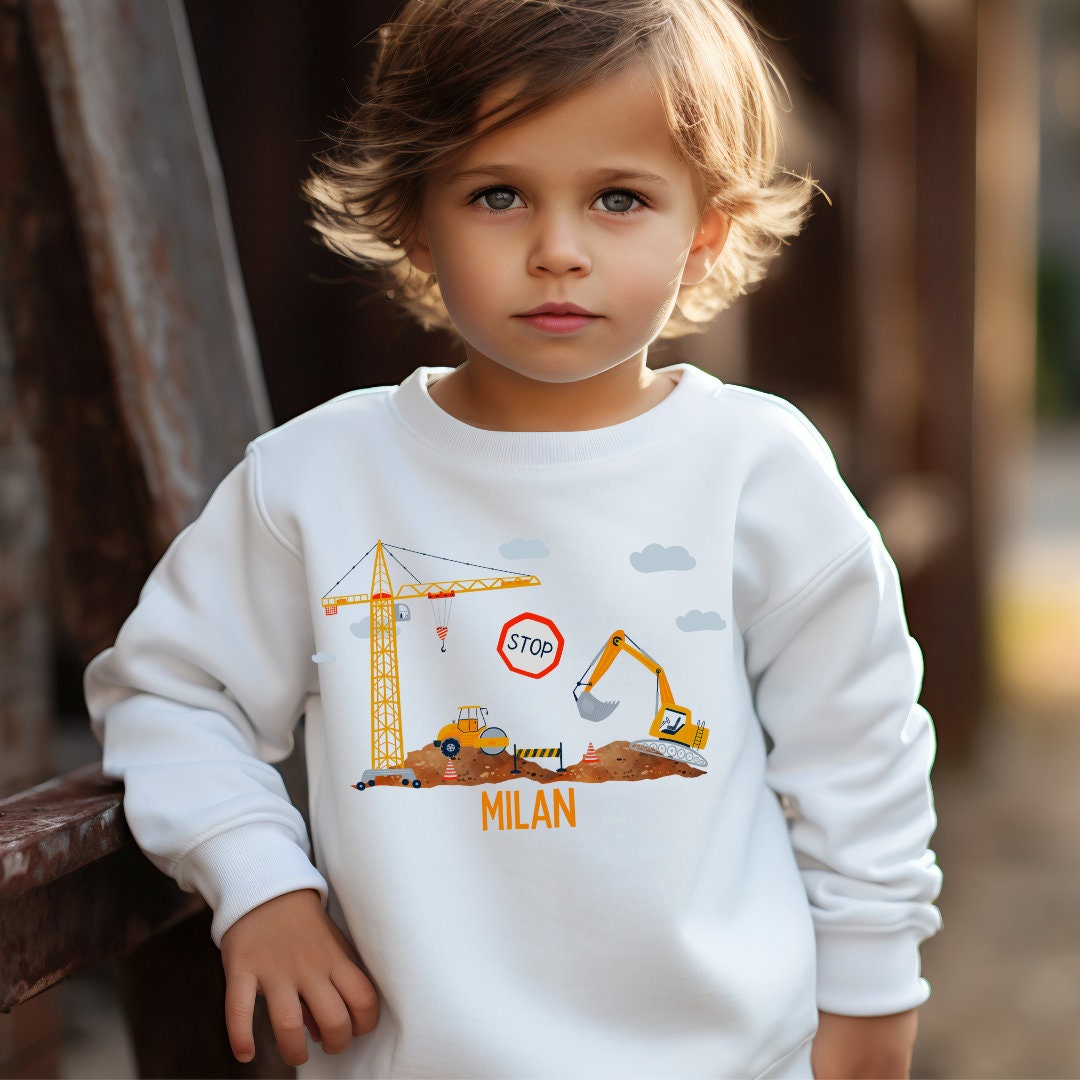 Pullover Sweatshirt Sweater personalisiert pullover Babypullover Pulli Bagger Baustelle Bauarbeiter Radlader – Sweatshirts