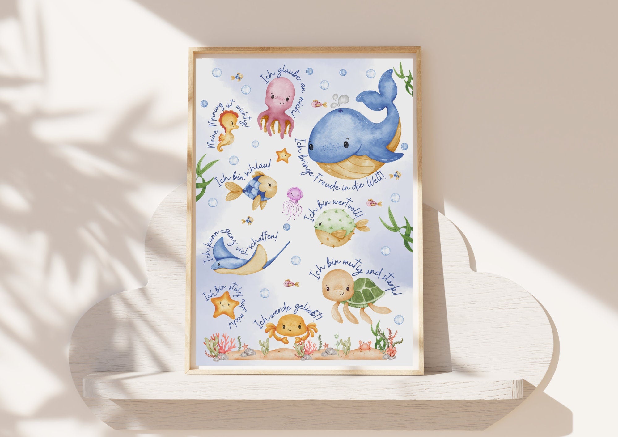 Affirmationsposter für Mutmachposter Poster stärken Wal Unterwasser zimmer garten Affirmationen Wanddeko – Digital Prints