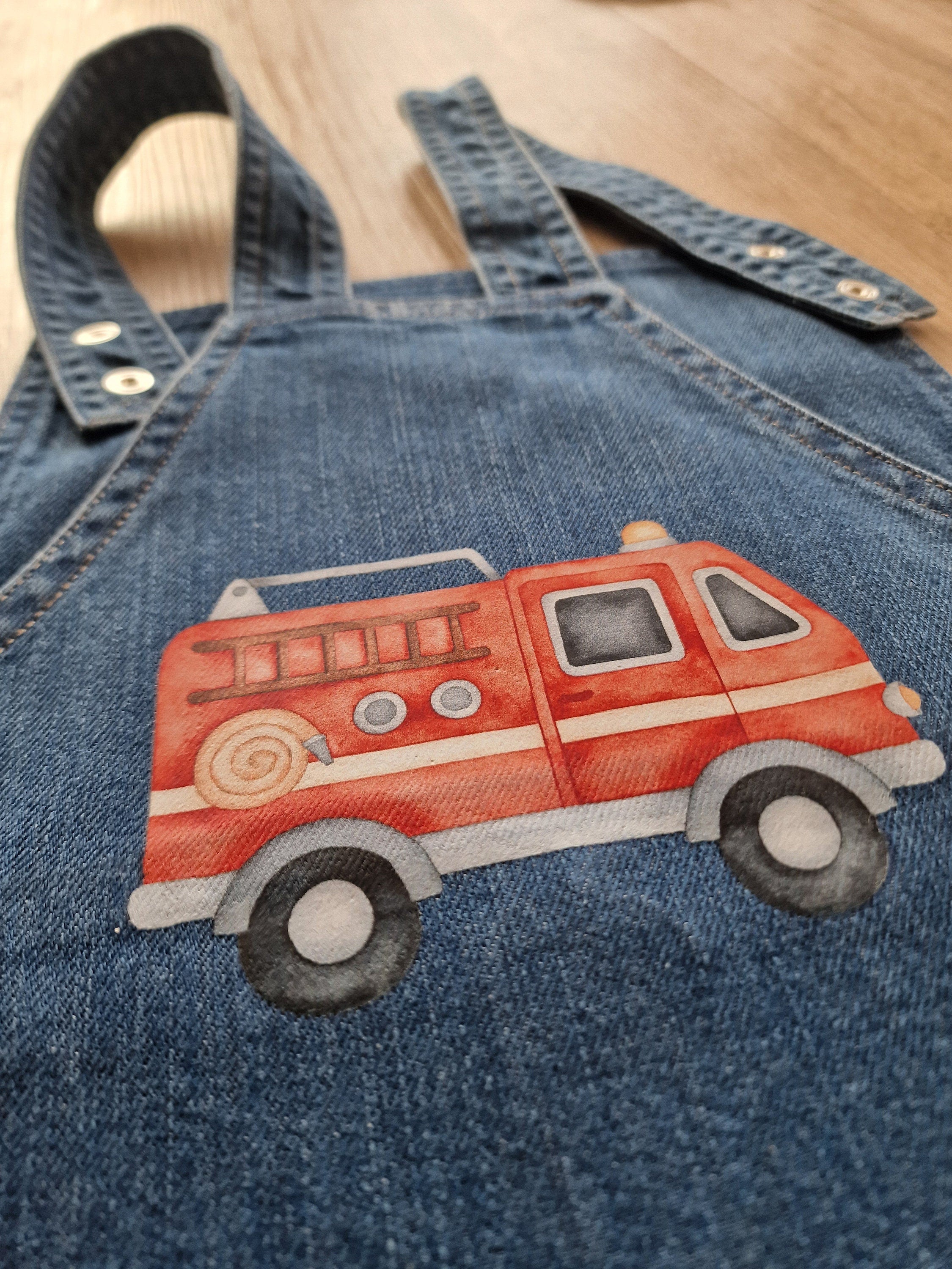 Set Bügelbild Applikation zum Veredeln von Shirts Hosen Kleidung DTF Druck Applizierung Feuerwehr Feuerwehrauto Feuerwehrmann