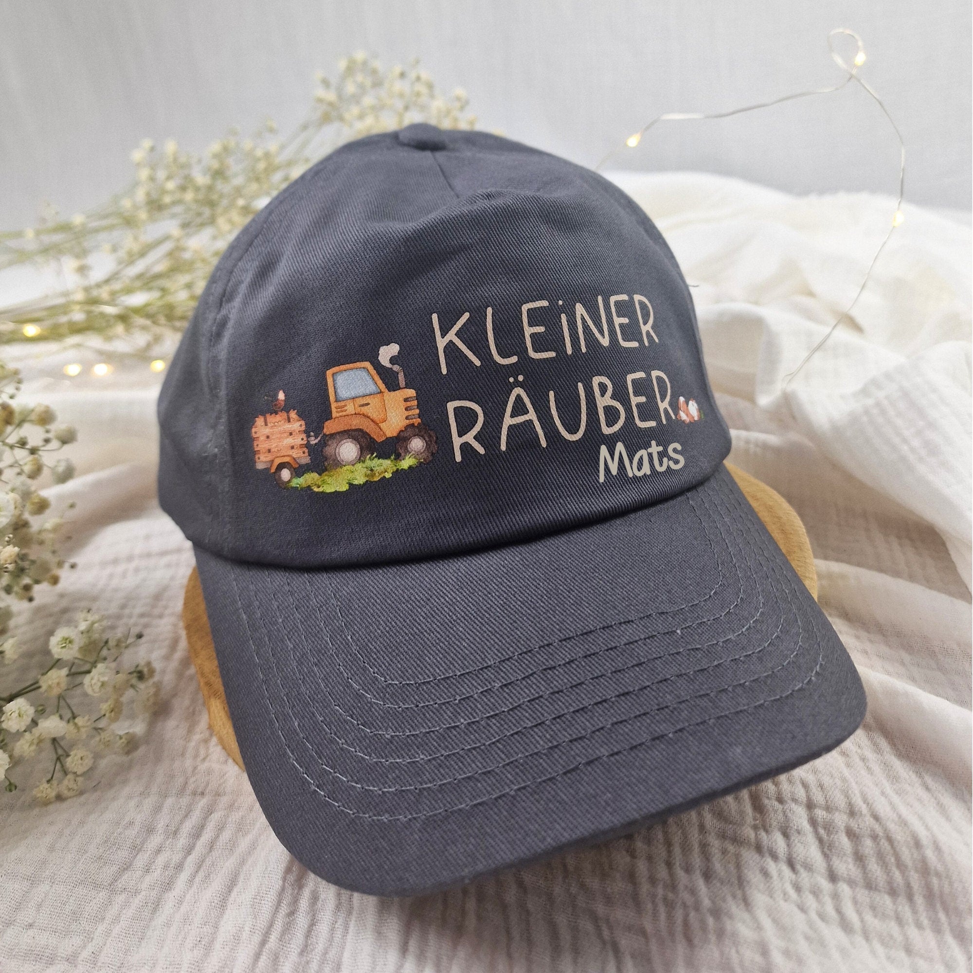 Cap Personalisiert mit Name Sonnenschutz Kleiner Räuber Traktor