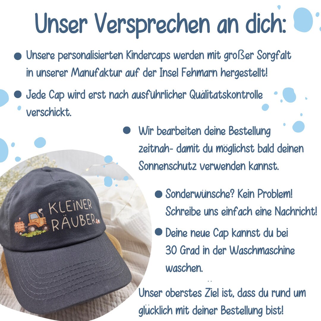 Cap Personalisiert mit Name Sonnenschutz Kleiner Räuber Traktor