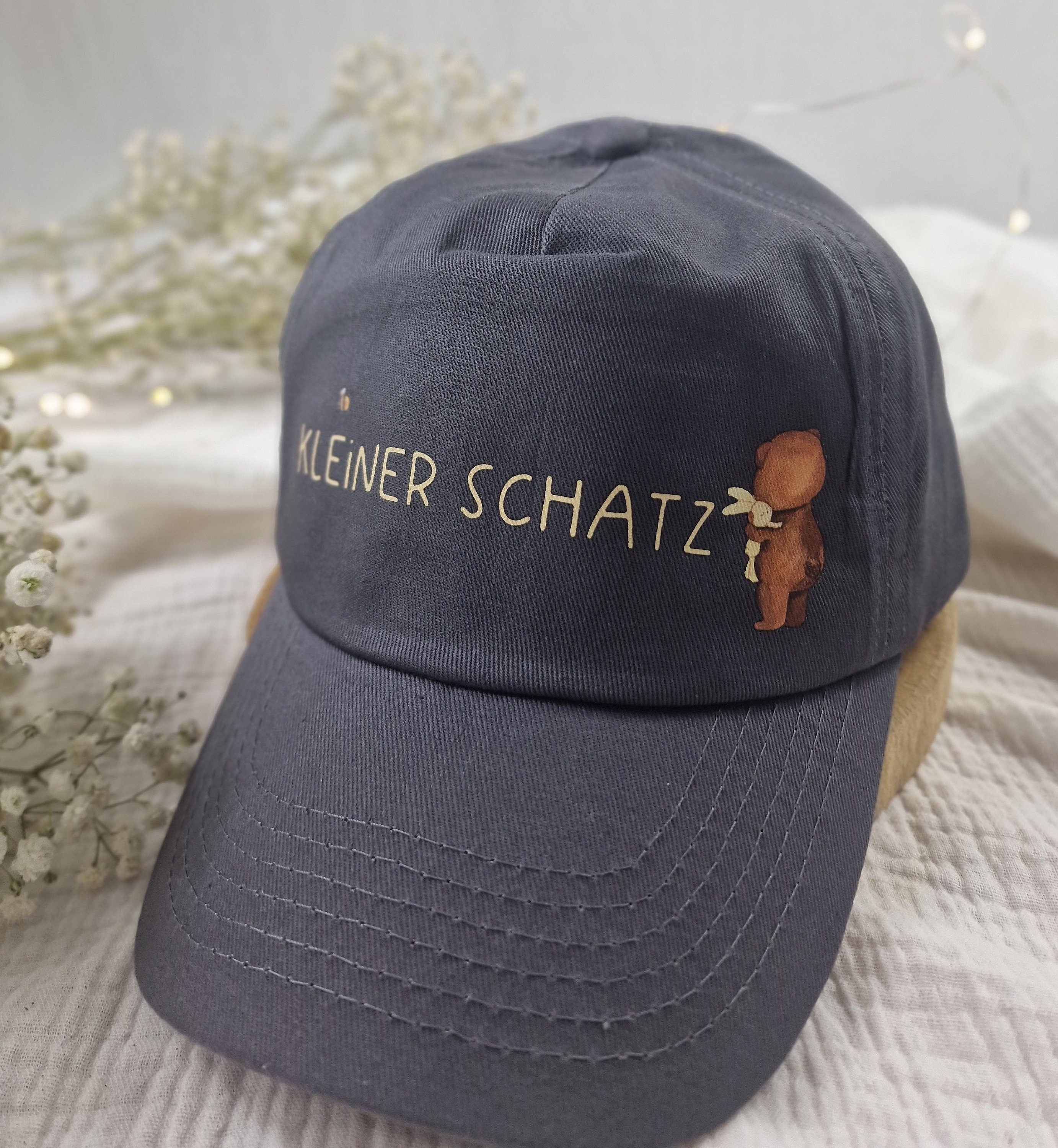 Cap Personalisiert mit Name Sonnenschutz Kleiner Schatz Bär Teddy