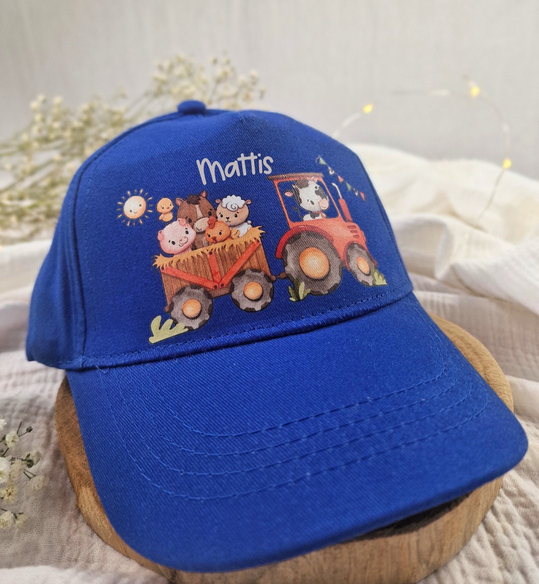 Cap Kinder Personalisiert mit Name Sonnenschutz Traktor Trecker Bauernhof