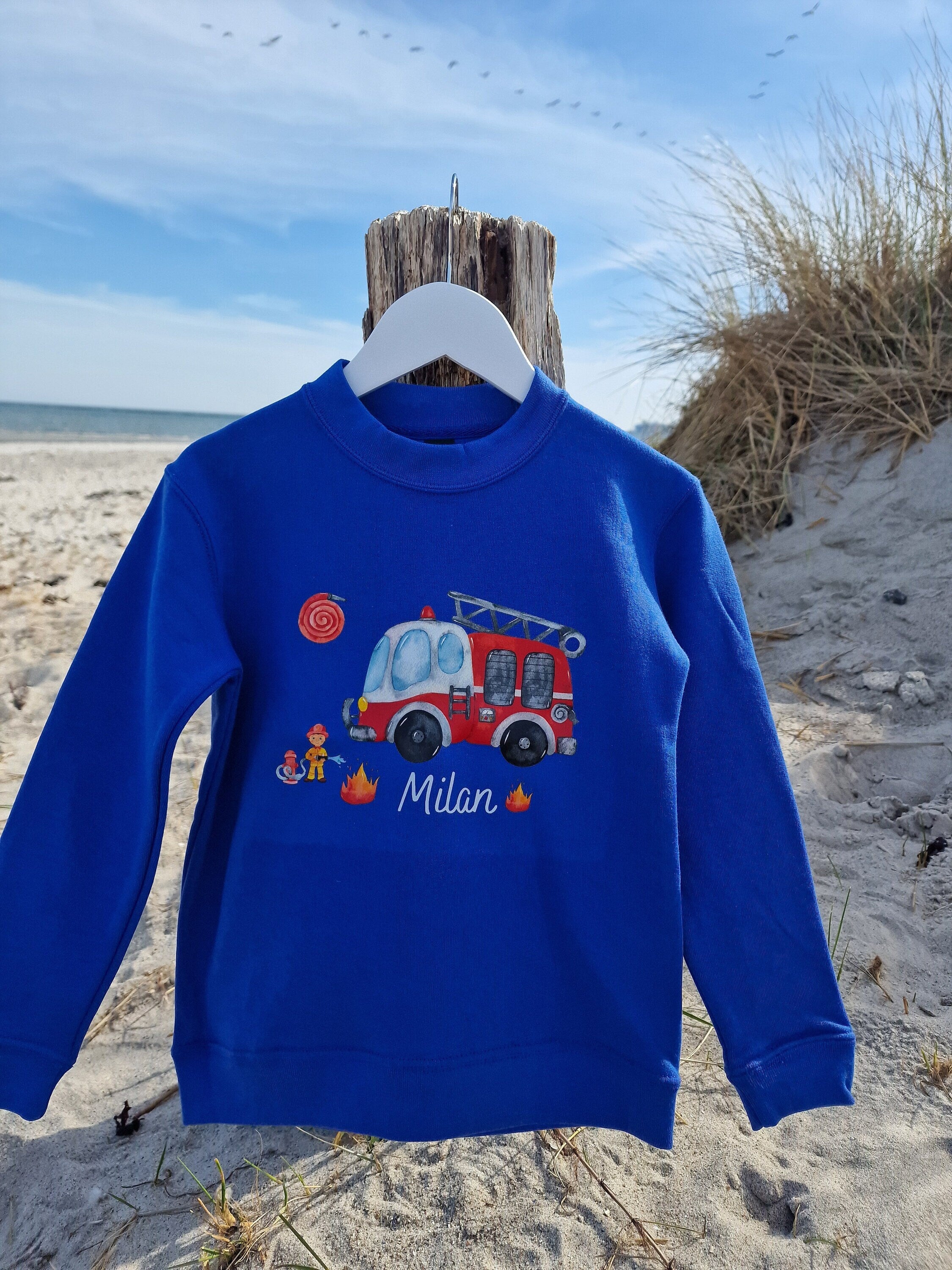 Pullover Sweatshirt Sweater personalisiert pullover Babypullover Feuerwehr Feuerwehrauto personalisiert