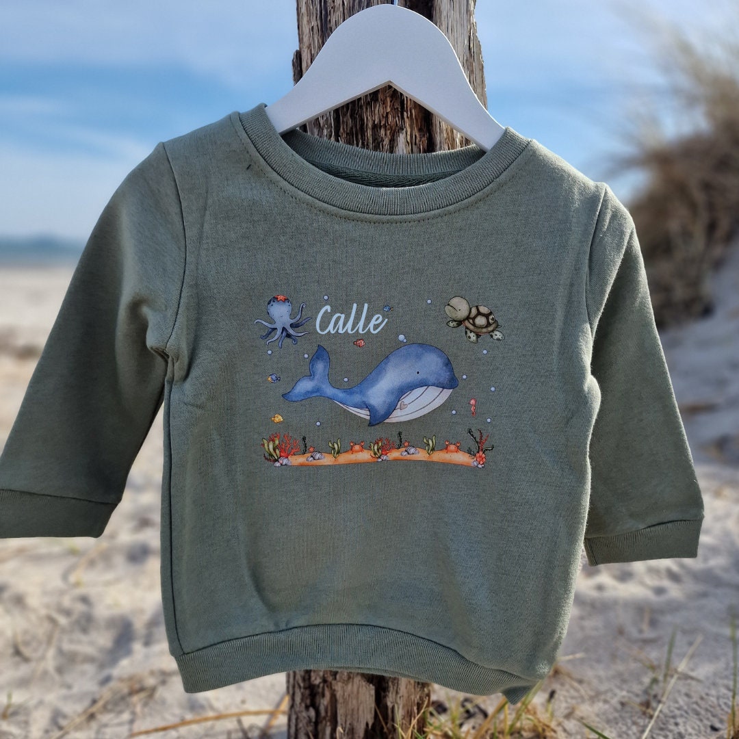 Pullover Sweatshirt Sweater personalisiert pullover Babypullover Pulli Wal Unterwasser – Sweatshirts