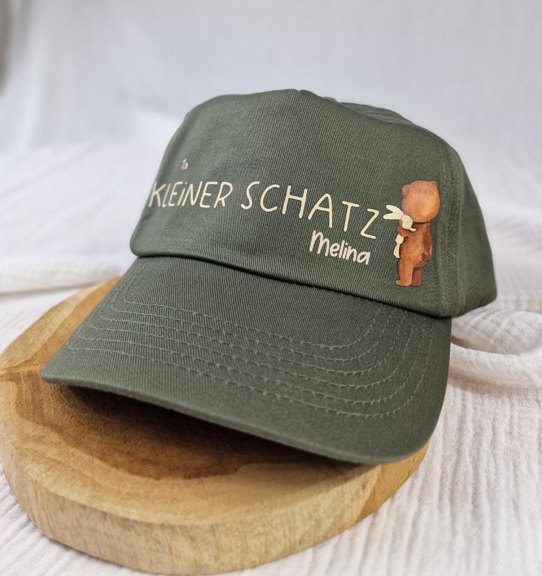 Cap Personalisiert mit Name Sonnenschutz Kleiner Schatz Bär Teddy