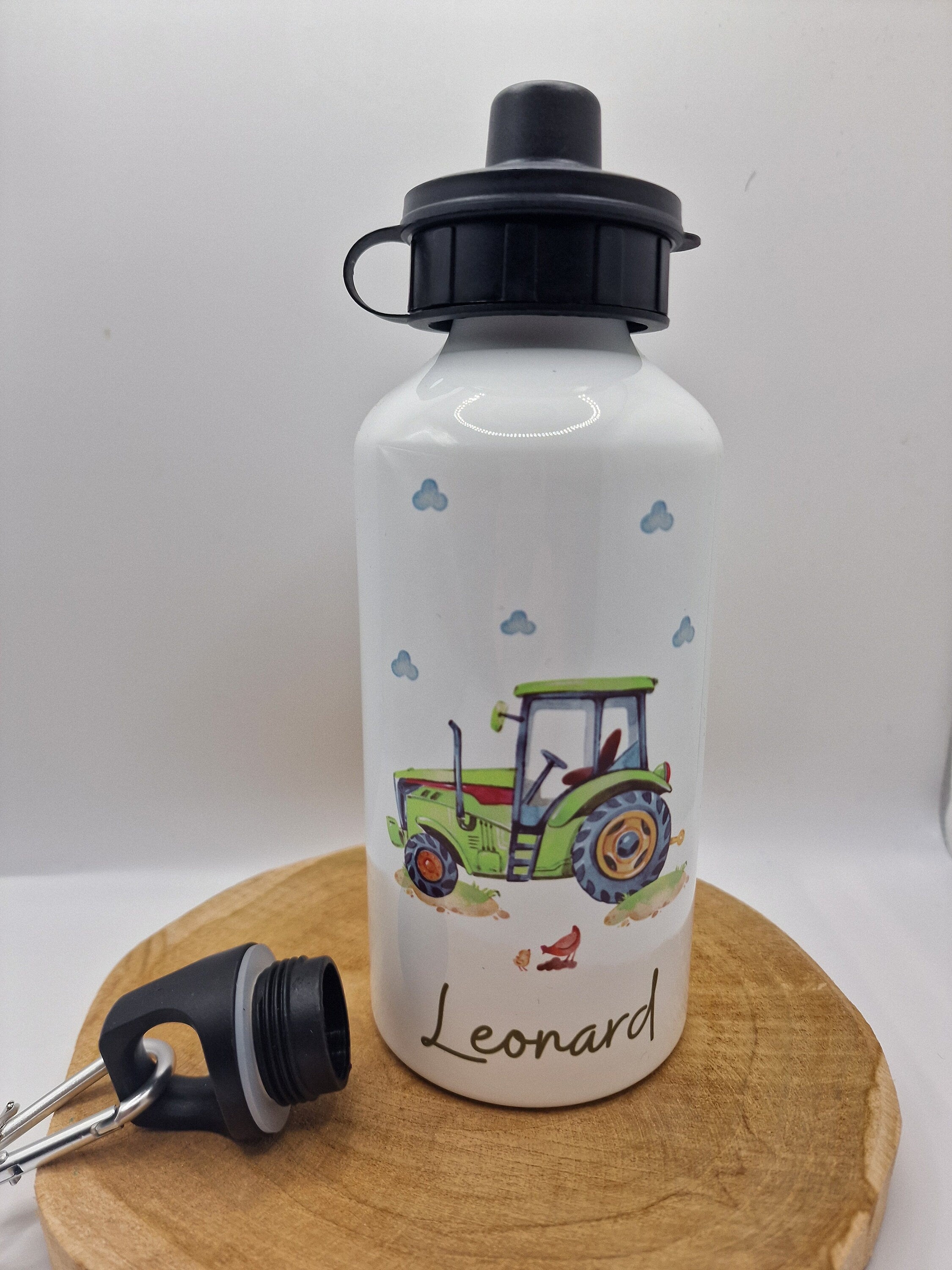 Trinkflasche Wasserflasche personalisiert mit Name Traktor Trecker