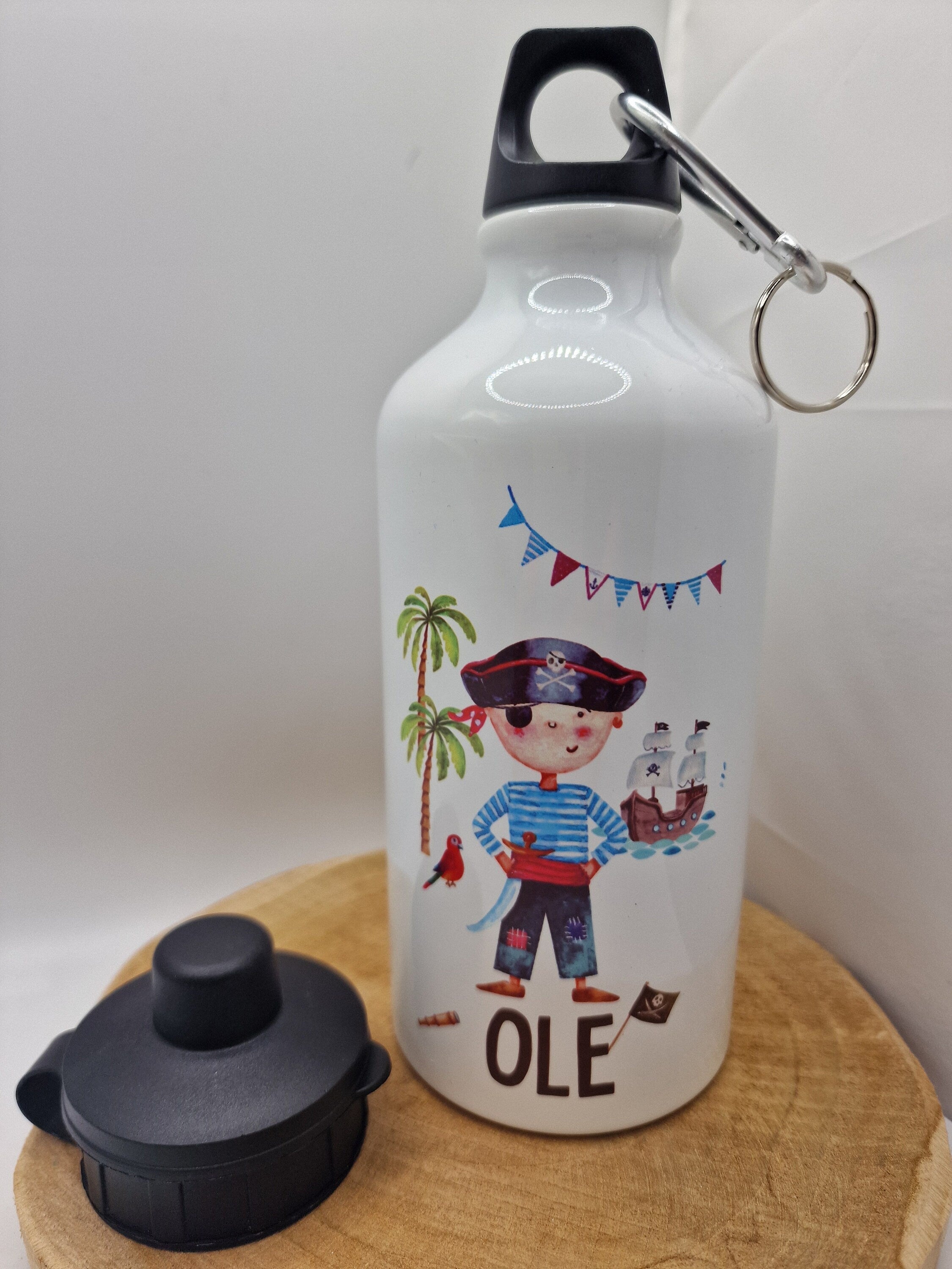 Trinkflasche Wasserflasche personalisiert mit Name Pirat Piratenschiff Seeräuber