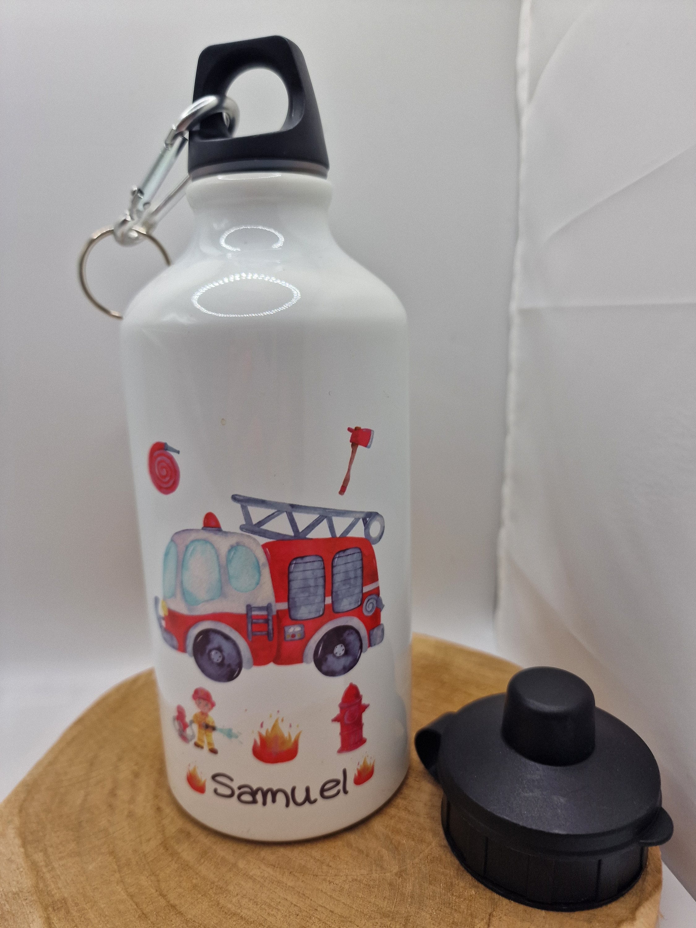 Trinkflasche Wasserflasche personalisiert mit Name Feuerwehr Feuerwehrauto Feuerwehrmann