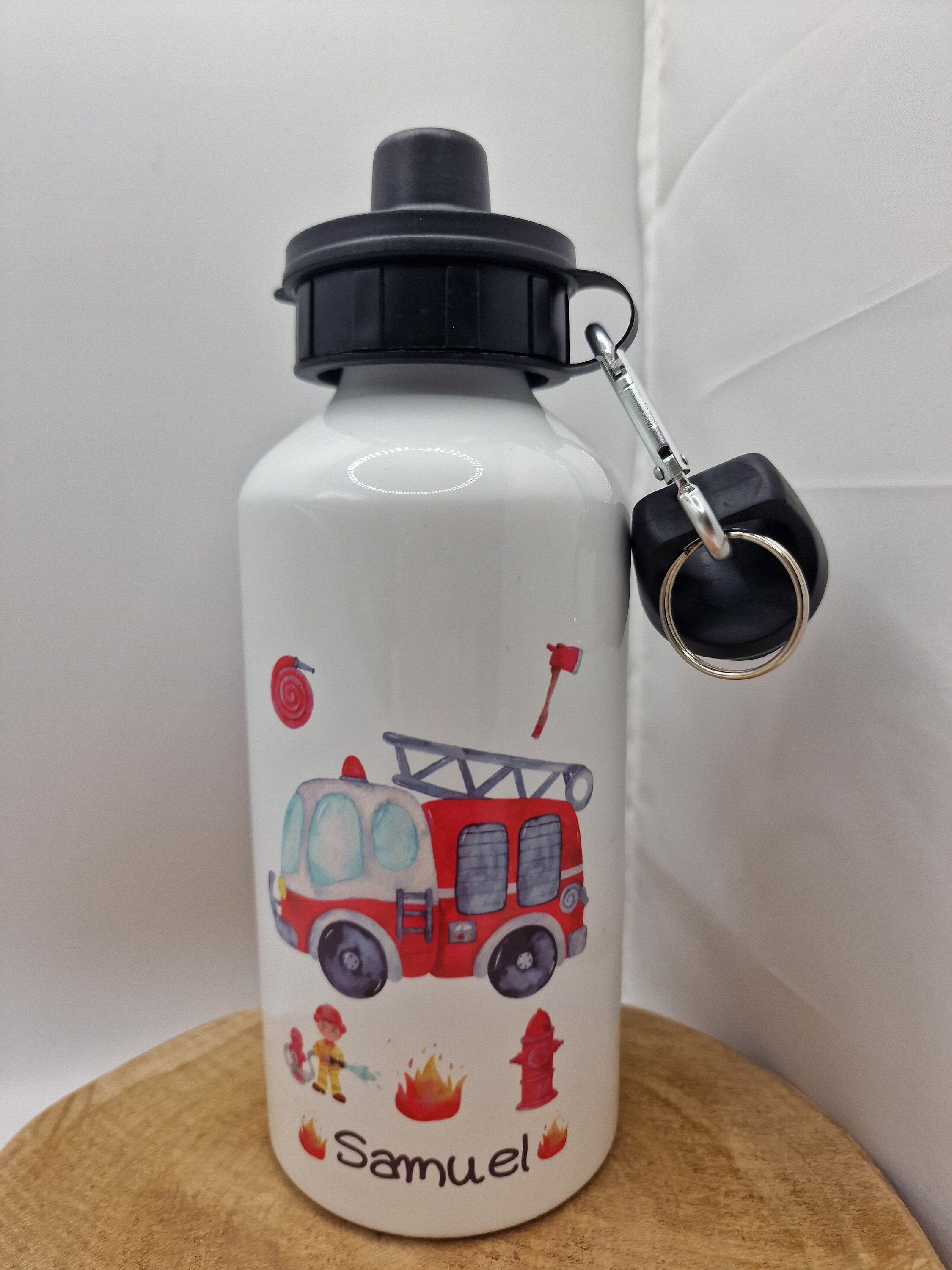 Trinkflasche Wasserflasche personalisiert mit Name Feuerwehr Feuerwehrauto Feuerwehrmann