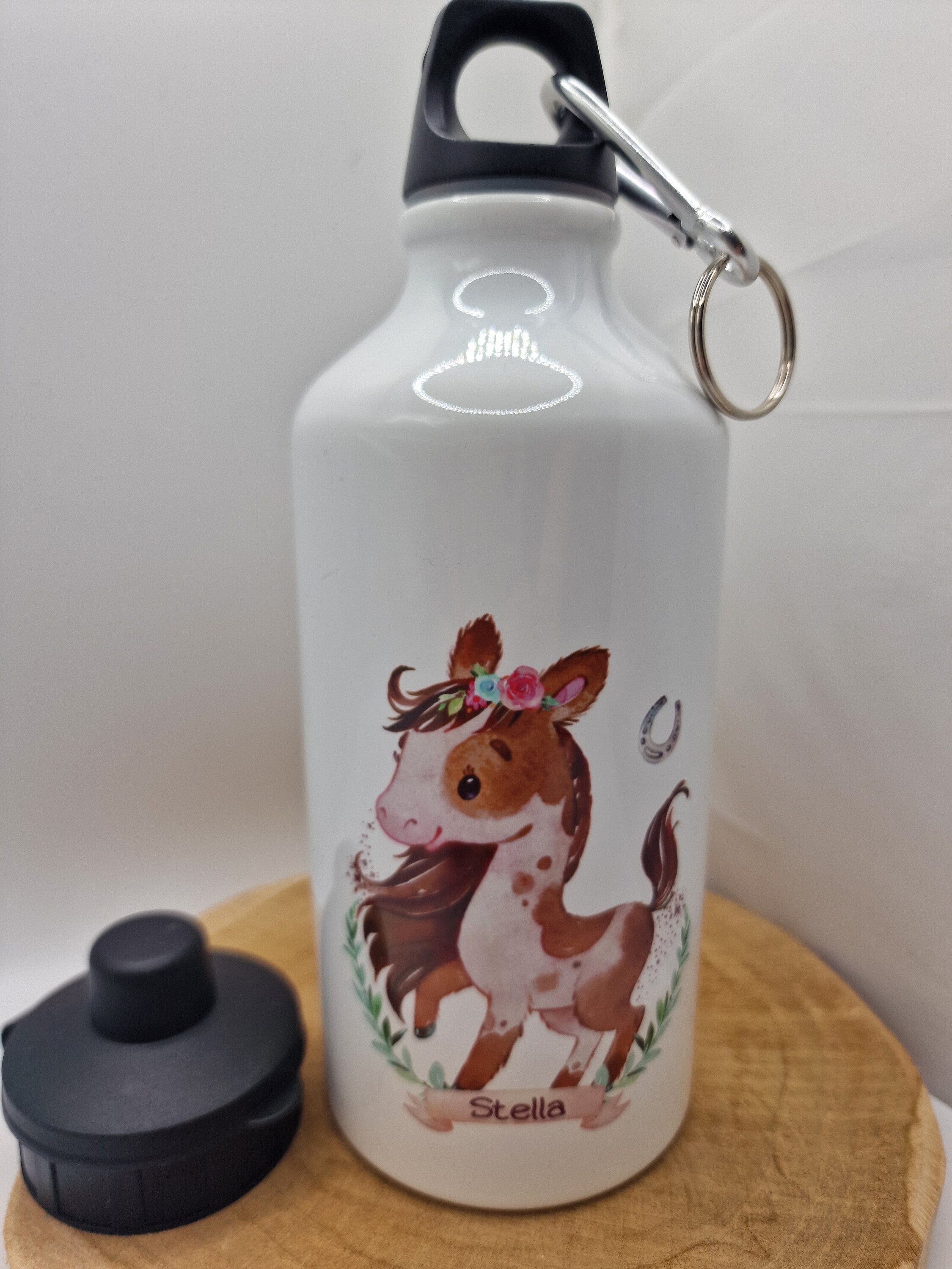 Trinkflasche Wasserflasche personalisiert mit Name Pferd Pony Reiterin Pferde