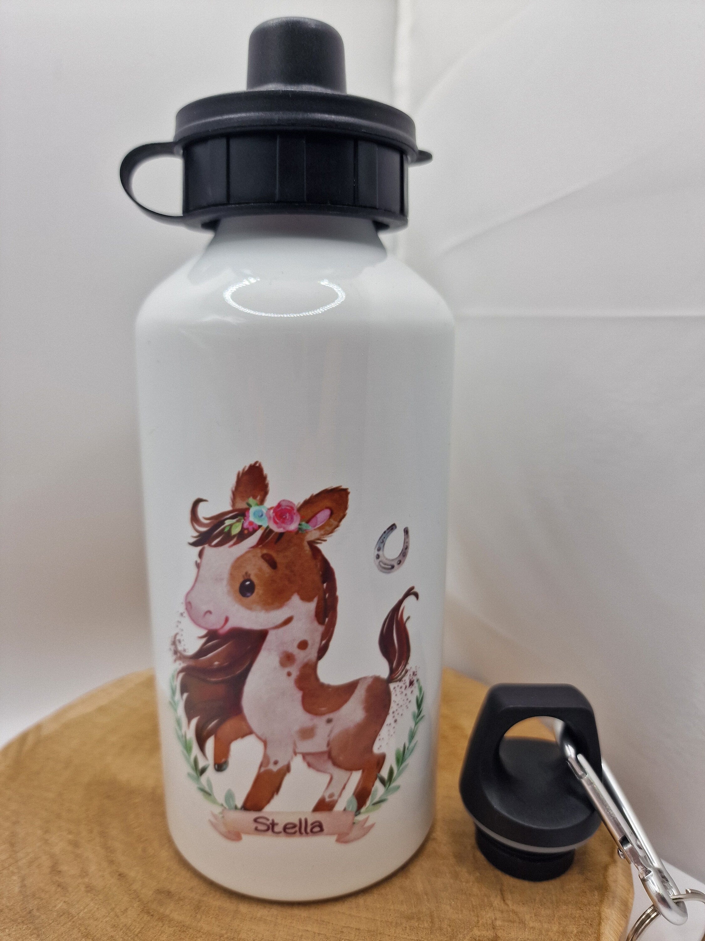 Trinkflasche Wasserflasche personalisiert mit Name Pferd Pony Reiterin Pferde