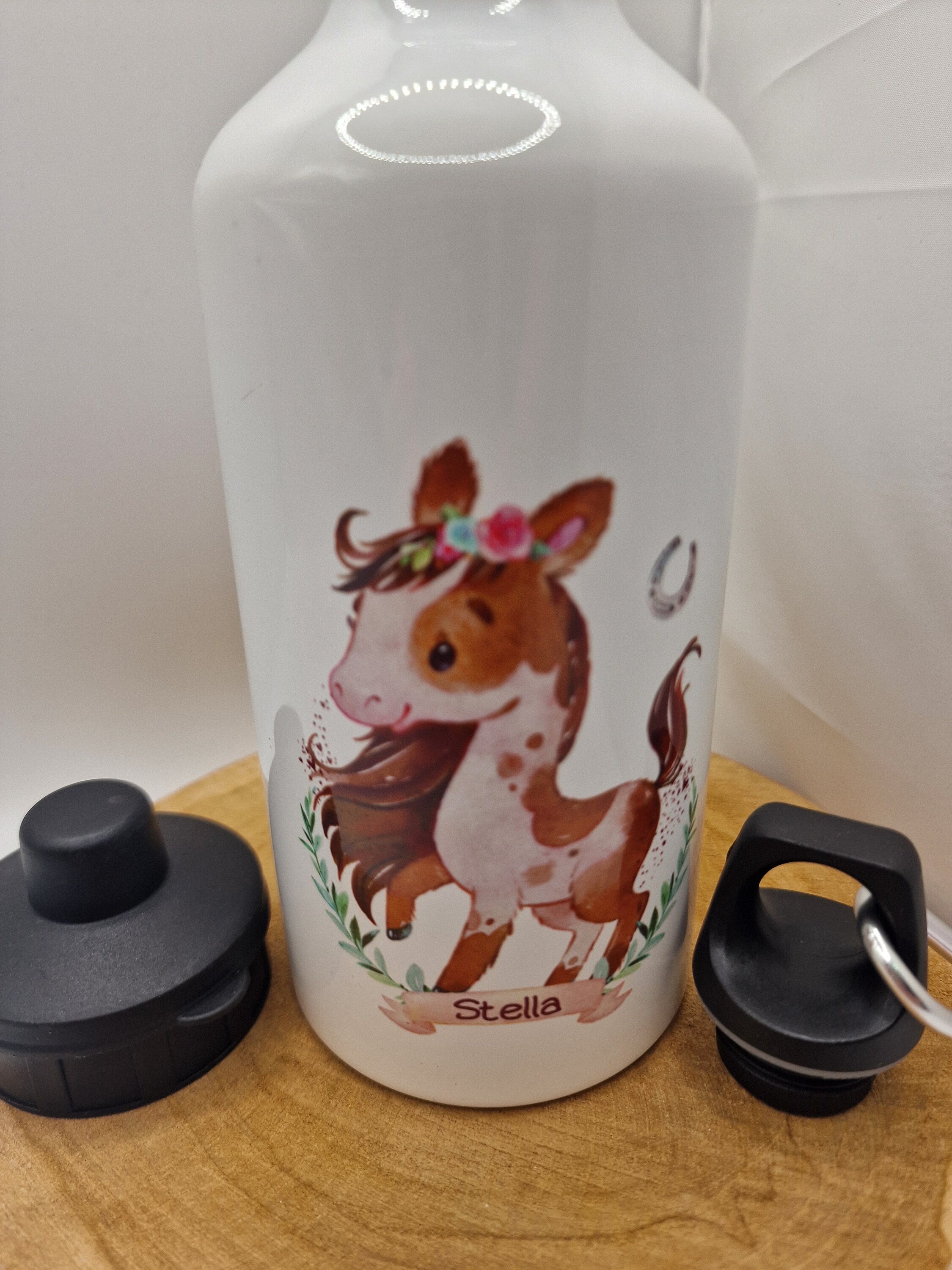 Trinkflasche Wasserflasche personalisiert mit Name Pferd Pony Reiterin Pferde