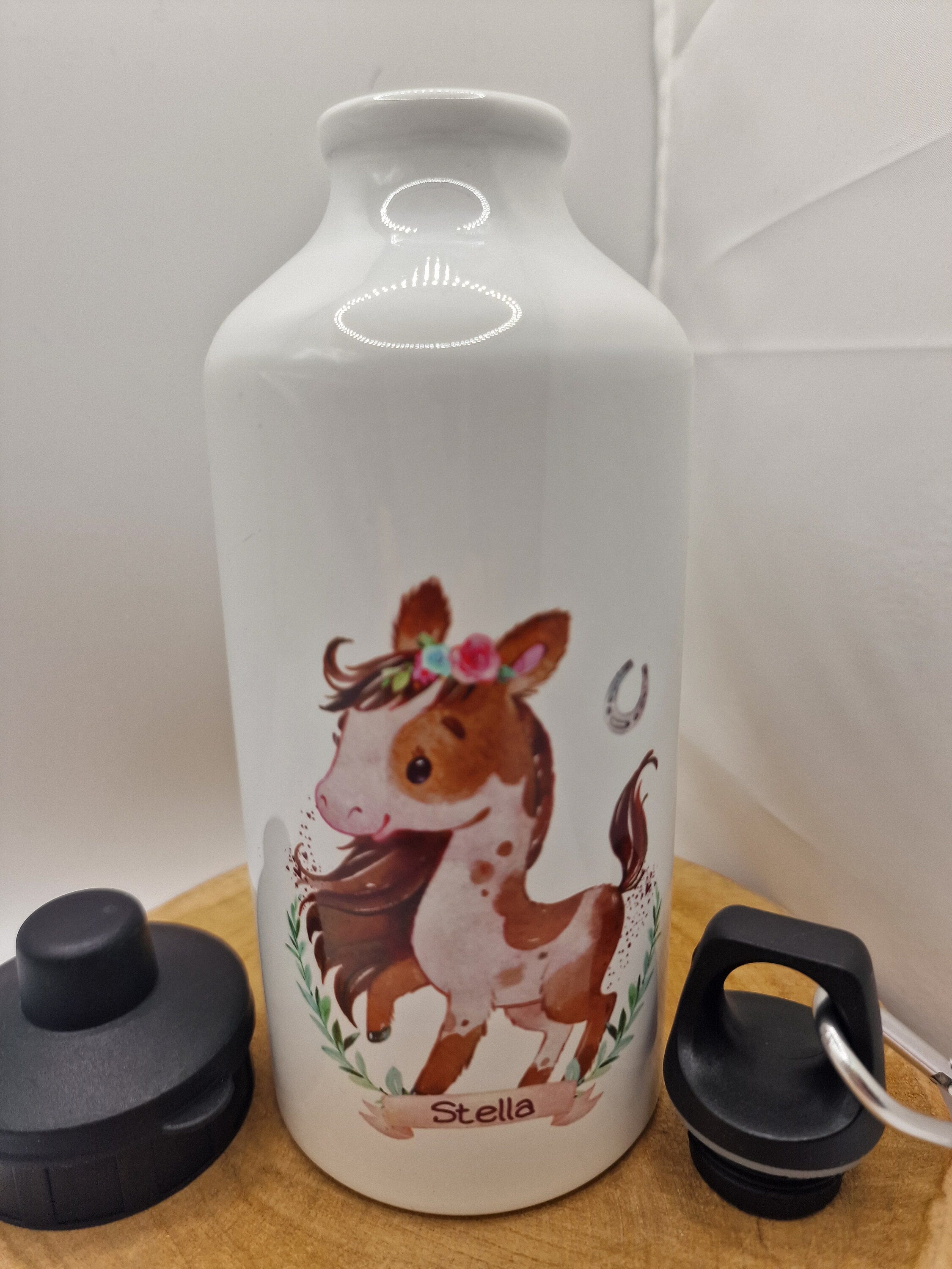 Trinkflasche Wasserflasche personalisiert mit Name Pferd Pony Reiterin Pferde