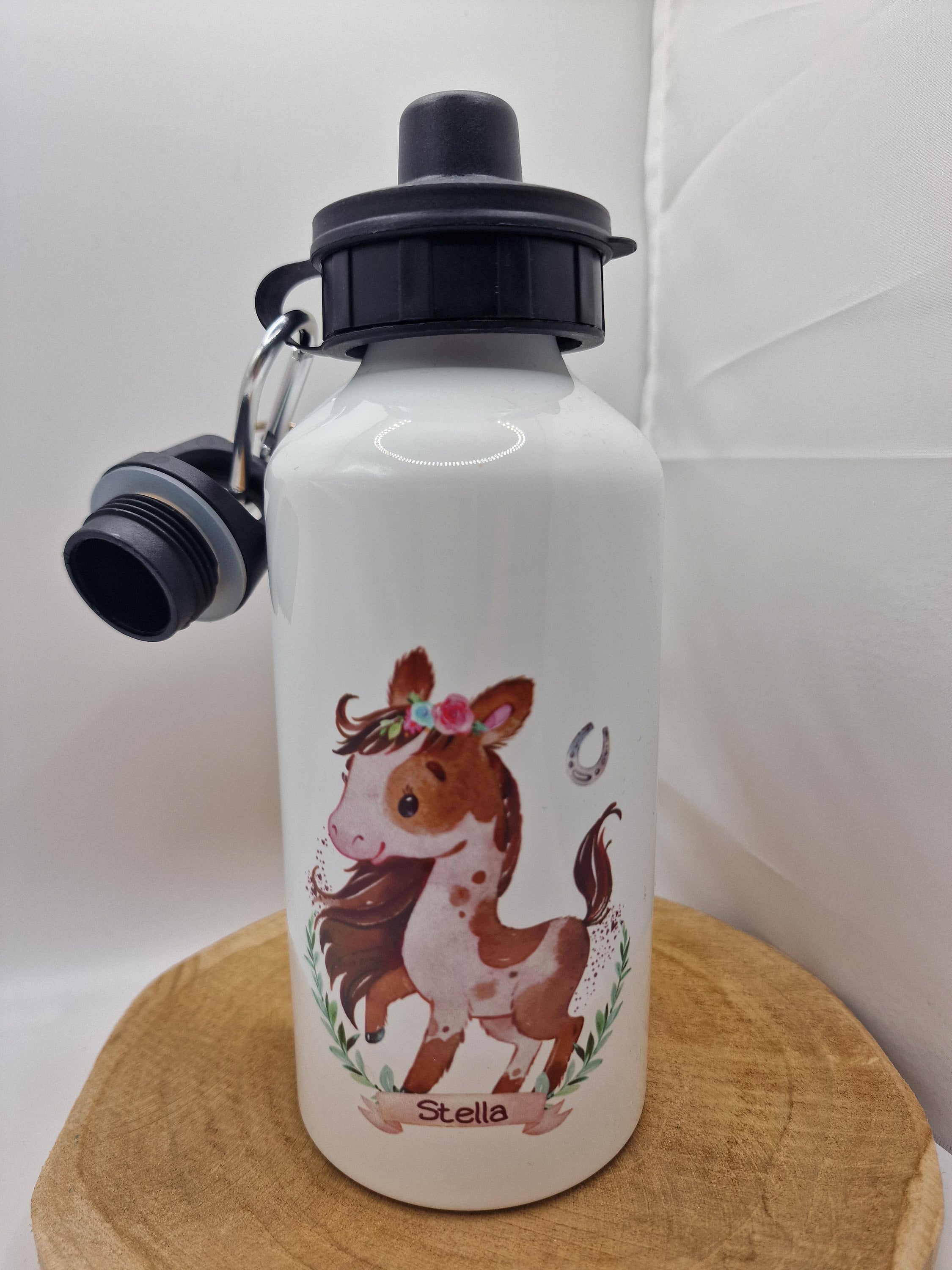 Trinkflasche Wasserflasche personalisiert mit Name Pferd Pony Reiterin Pferde