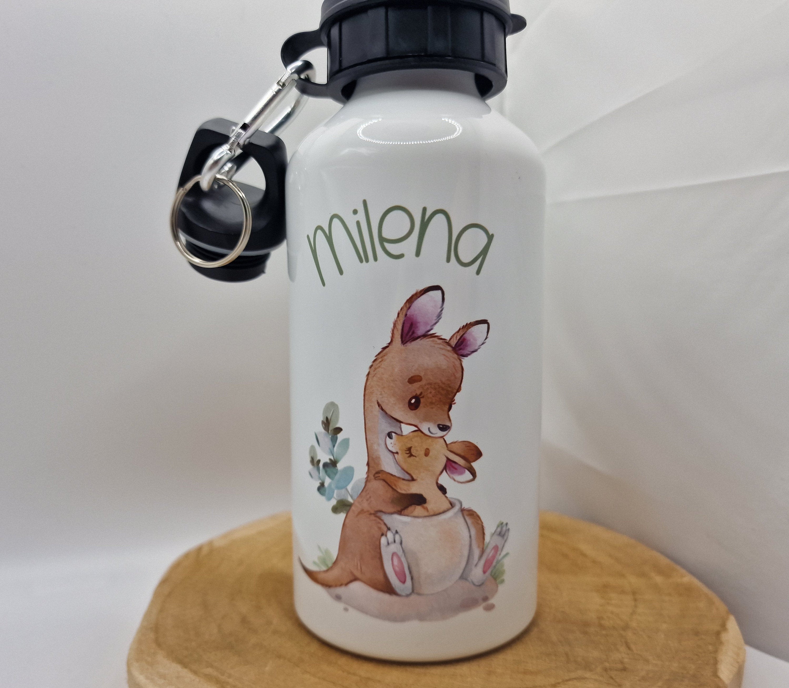 Trinkflasche Wasserflasche personalisiert mit Name Känguru Mama und Baby