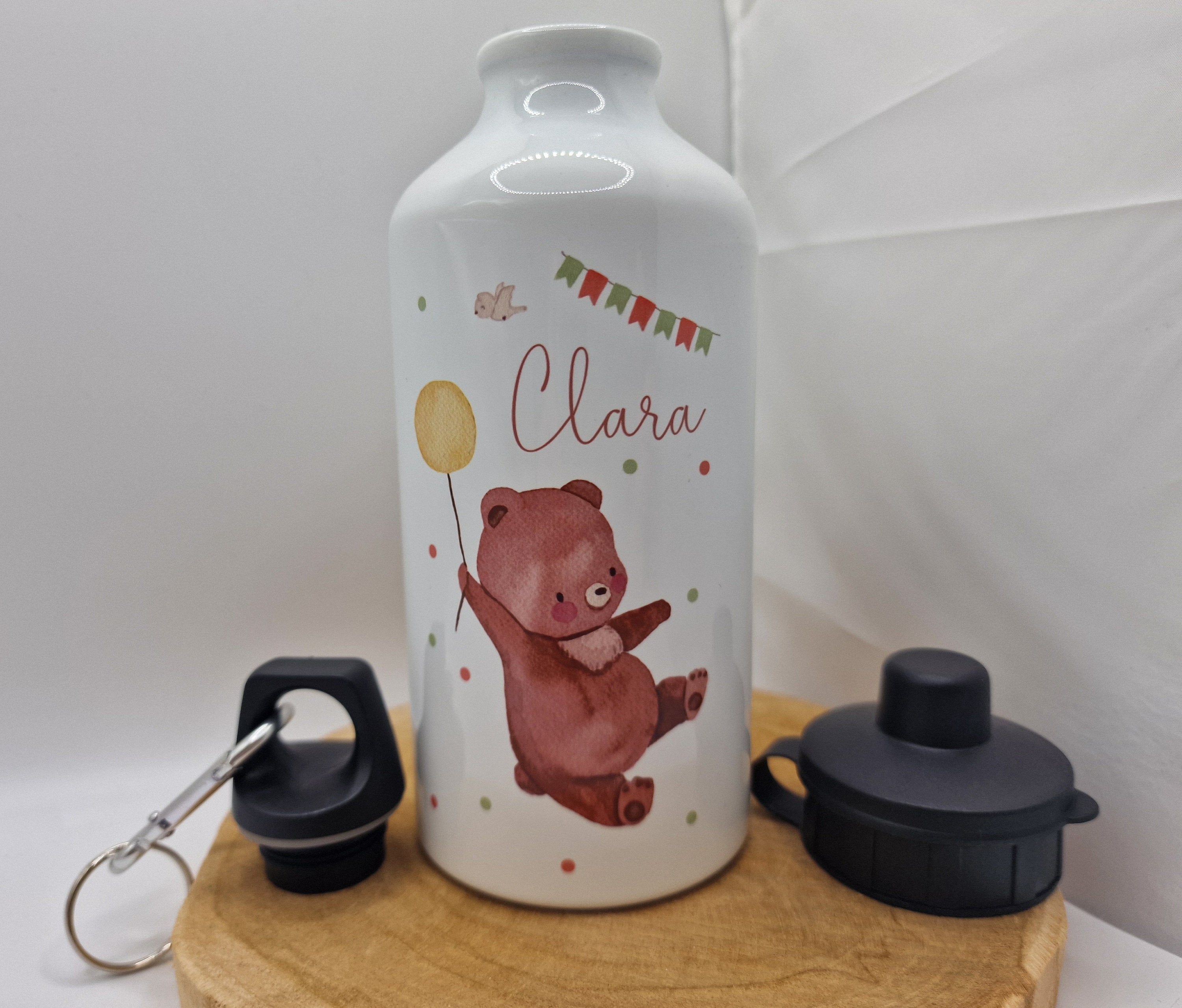 Trinkflasche Wasserflasche personalisiert mit Name Bär Luftballon Boho