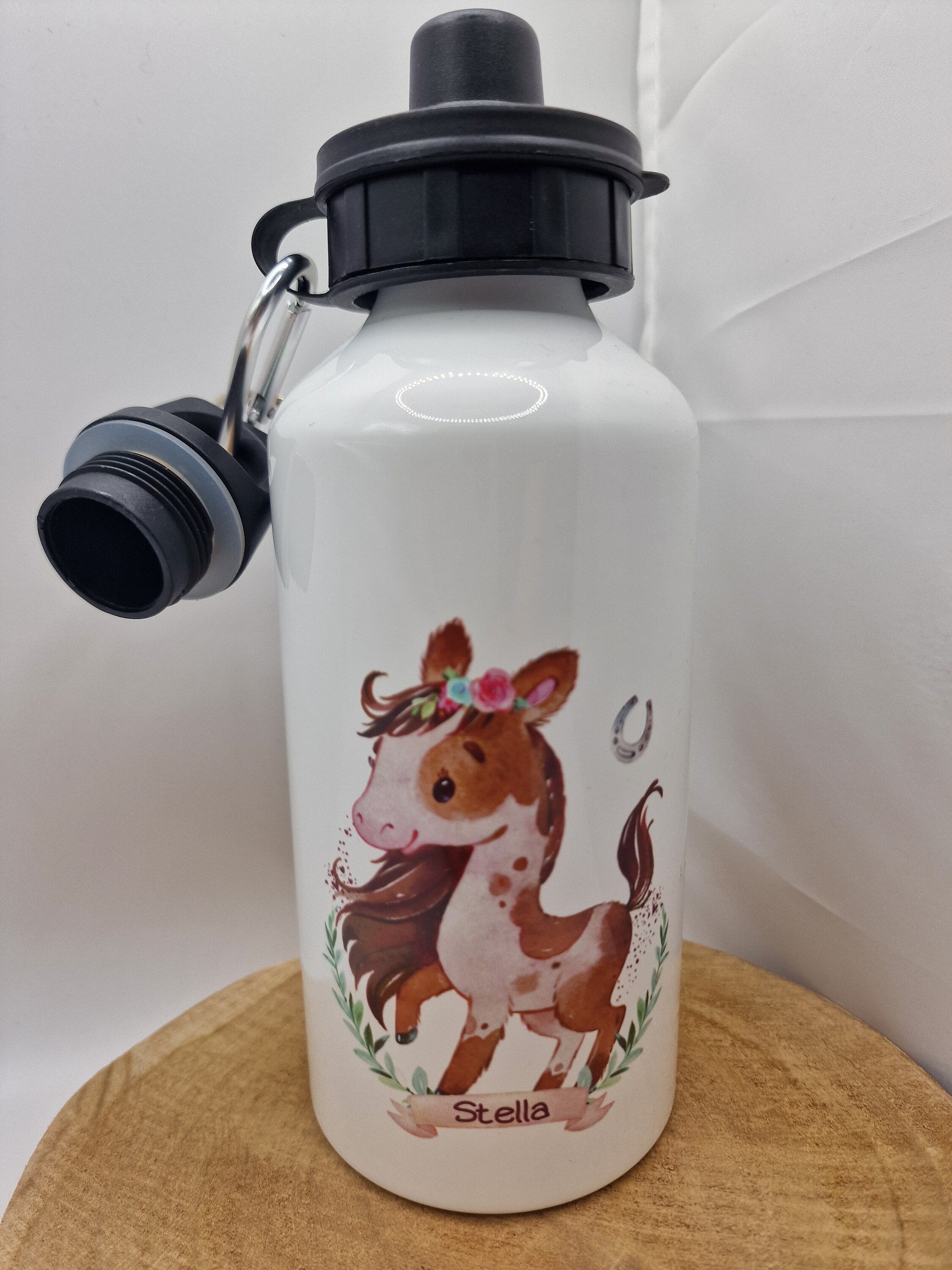 Trinkflasche Wasserflasche personalisiert mit Name Pferd Pony Reiterin Pferde