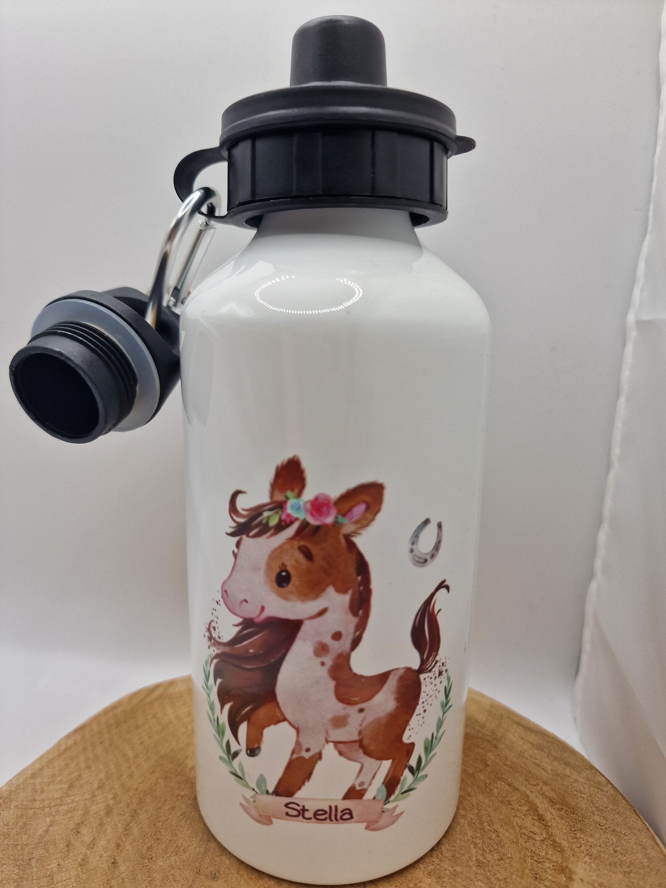 Trinkflasche Wasserflasche personalisiert mit Name Pferd Pony Reiterin Pferde