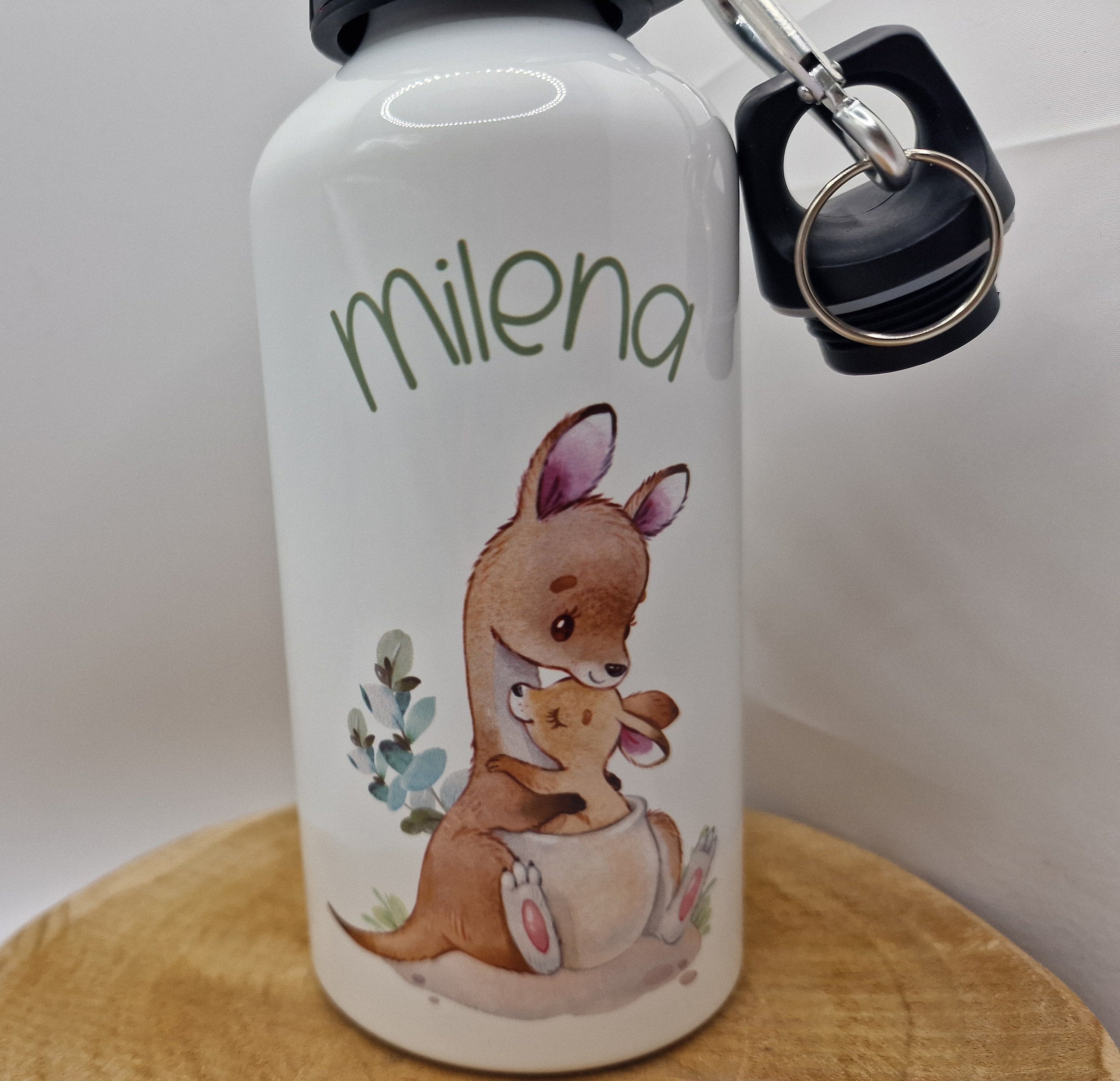 Trinkflasche Wasserflasche personalisiert mit Name Känguru Mama und Baby