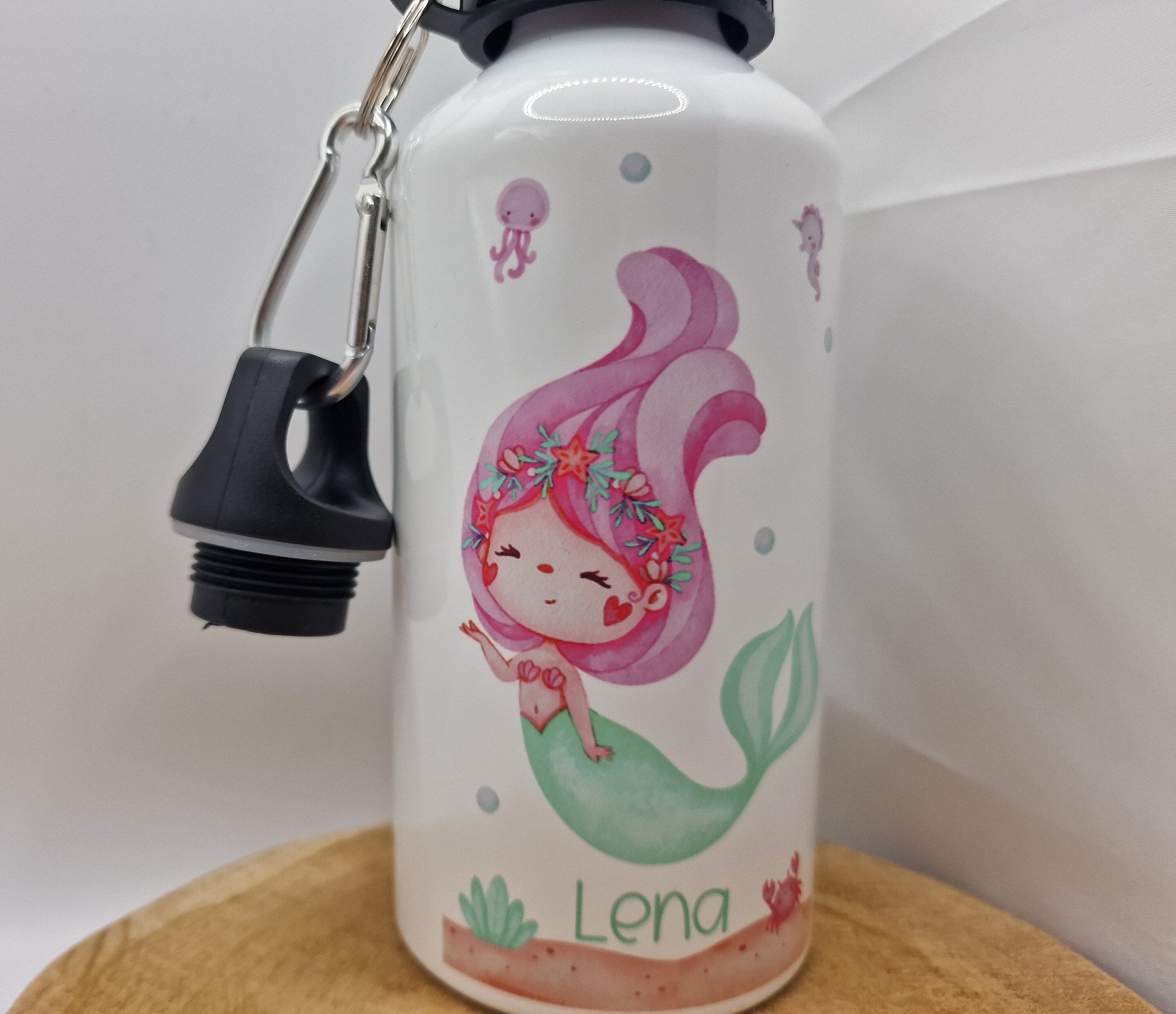 Trinkflasche Wasserflasche personalisiert mit Name Meerjungfrau Nixe Unterwasser