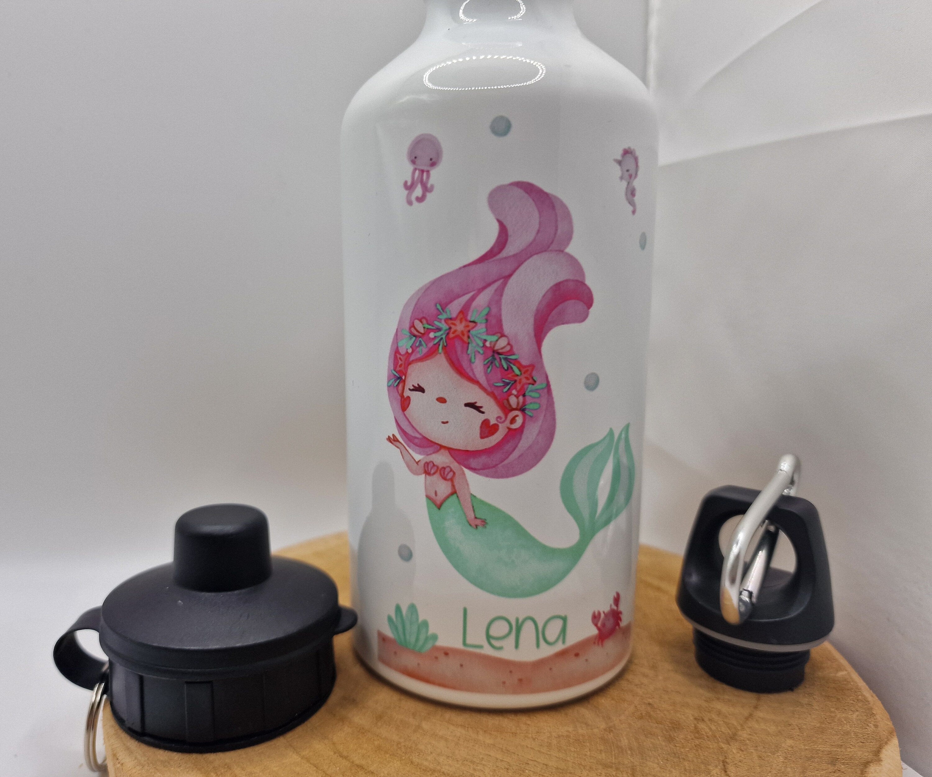 Trinkflasche Wasserflasche personalisiert mit Name Meerjungfrau Nixe Unterwasser