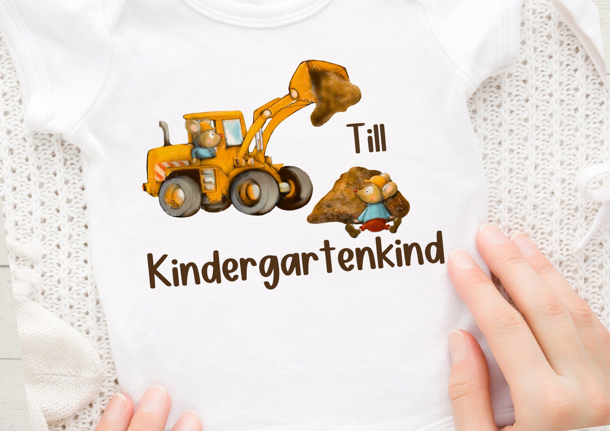 Bügelbild Bagger Kita-Start – personalisiert mit Name – garten Aufbügler – Baustelle – für Shirts und Beutel – n & – Appliques & Patches