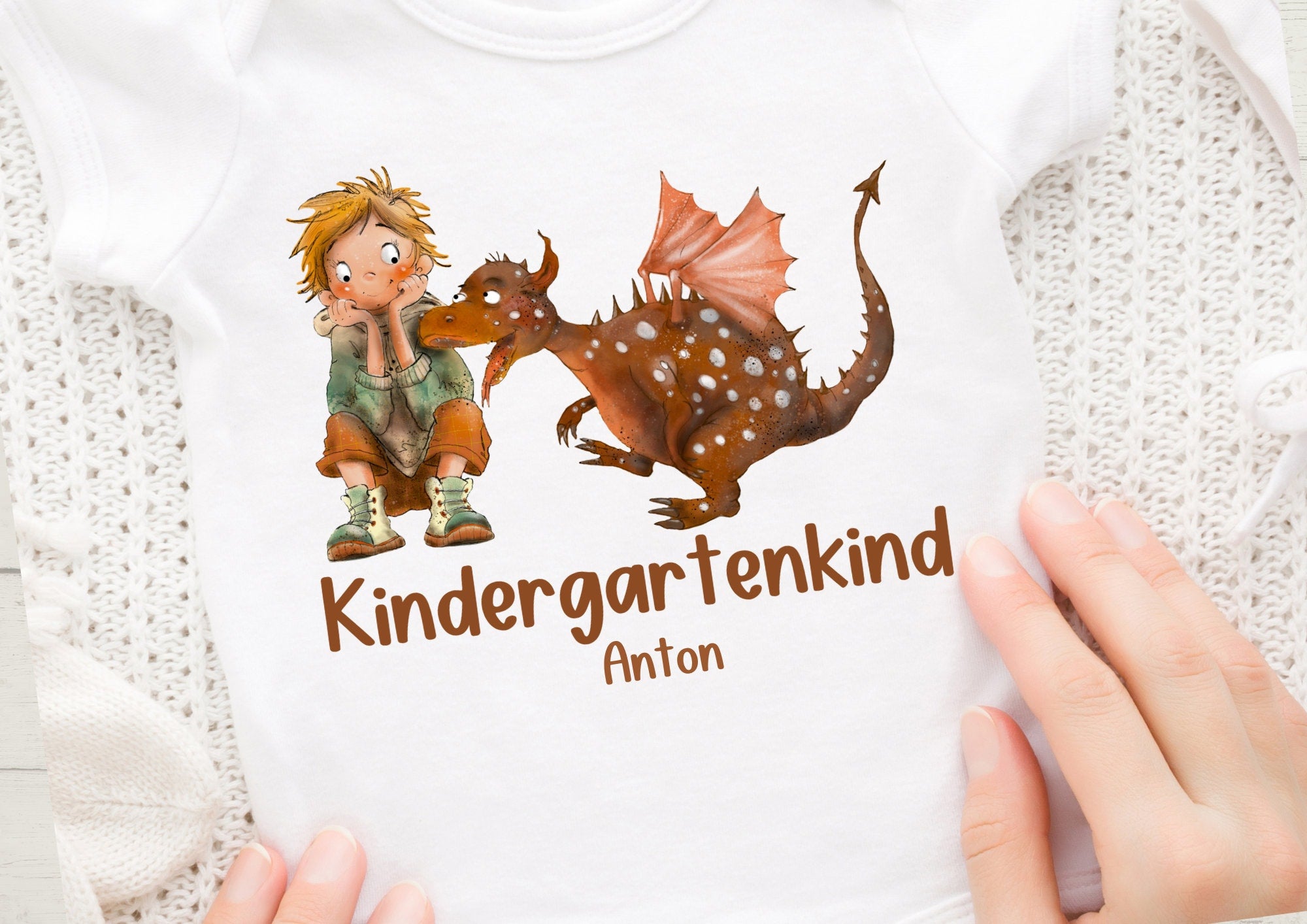 Bügelbild mit Wunschname und Alter personalisiert garten gartenstart Drache – Appliques & Patches