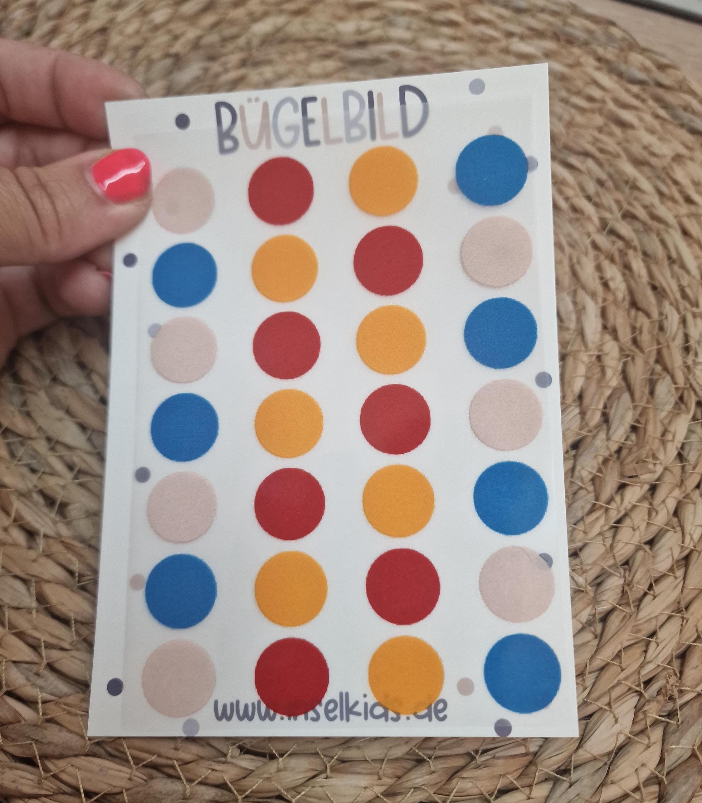 Set Bügelbild Applikation zum Veredeln von Shirts Hosen Kleidung DTF Druck Applizierung Bunte Punkte Dots Pünktchen