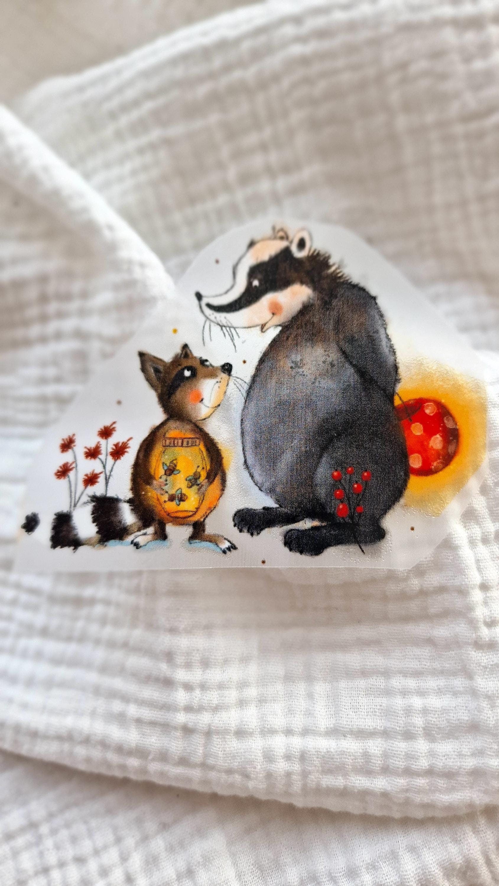 Bügelbild Laterne laufen Fuchs Lichterfest zeit Laternenfest deko outfit Deko Dachs – Appliques & Patches