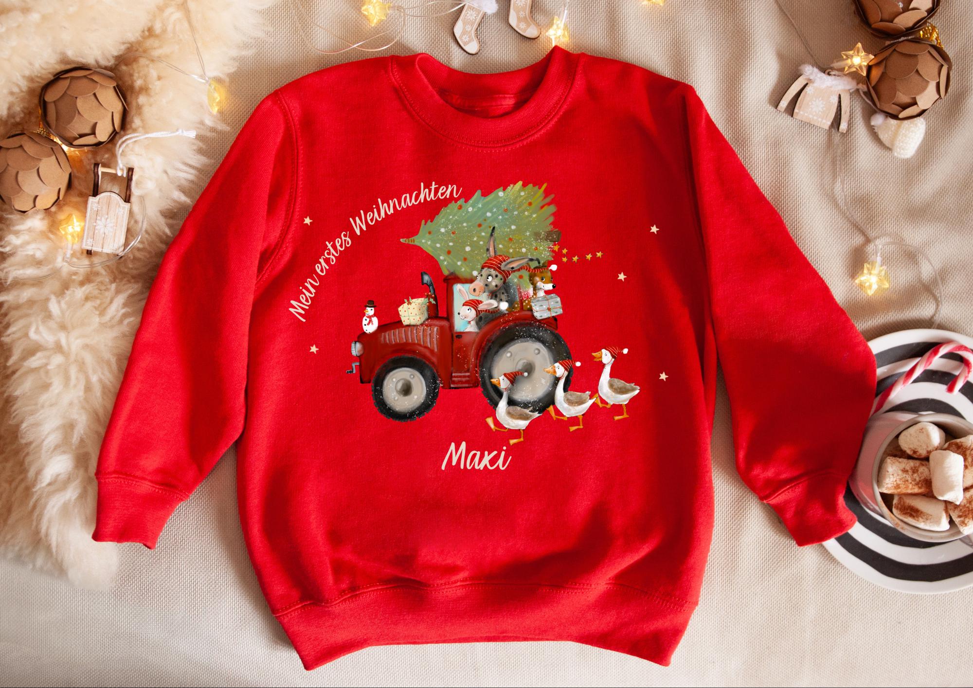 Bügelbild für bunte ien Weihnachten Weihnachtsshirt Weihnachtspullover Weihnachtsbody Weihnachtskleid Traktor Trecker Weihnachtsbaum