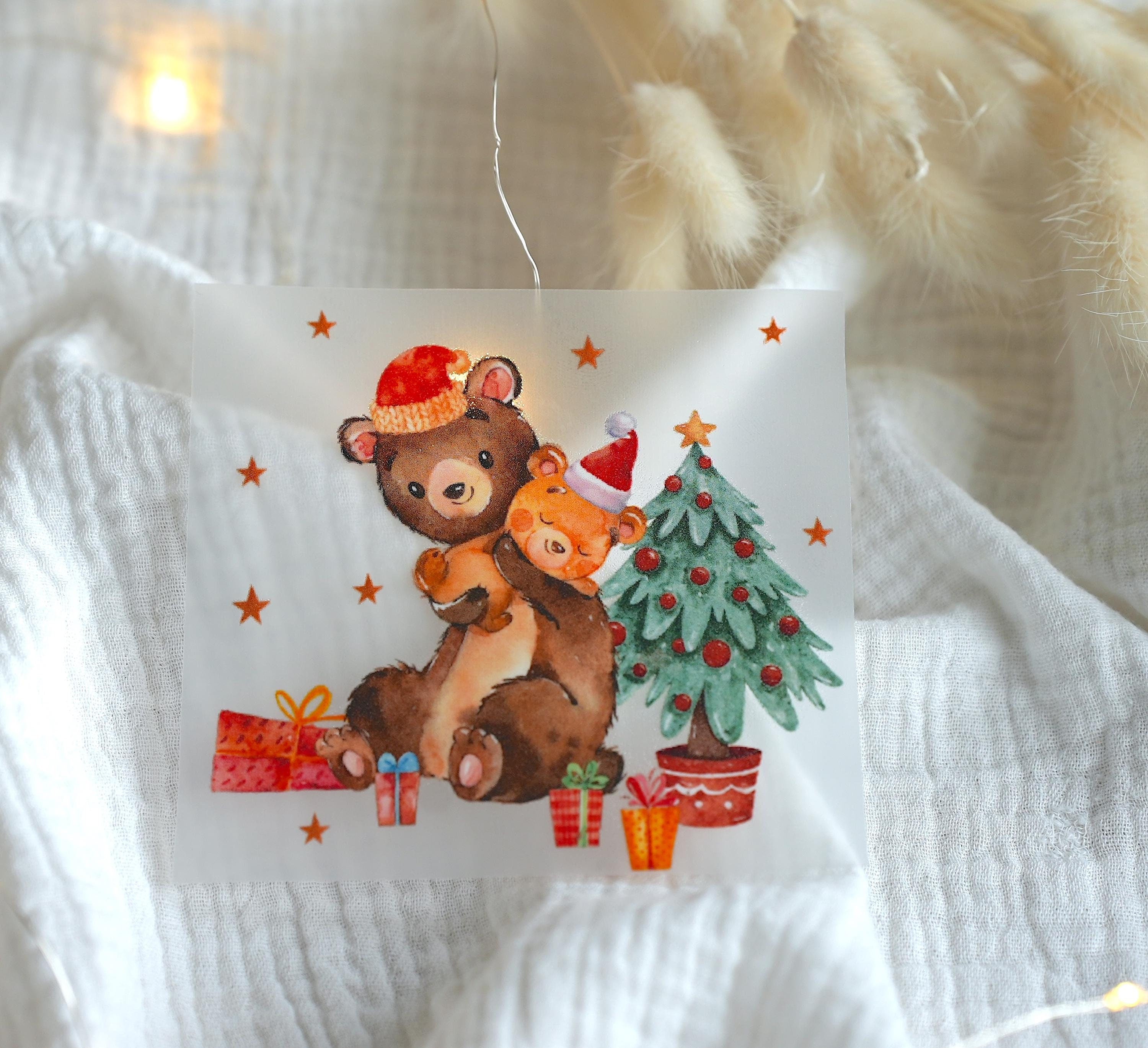 Bügelbild für bunte ien Weihnachten Weihnachtsshirt Weihnachtspullover Weihnachtsbody Weihnachtskleid Bär Mama Baby Weihnachtsbaum – Patches