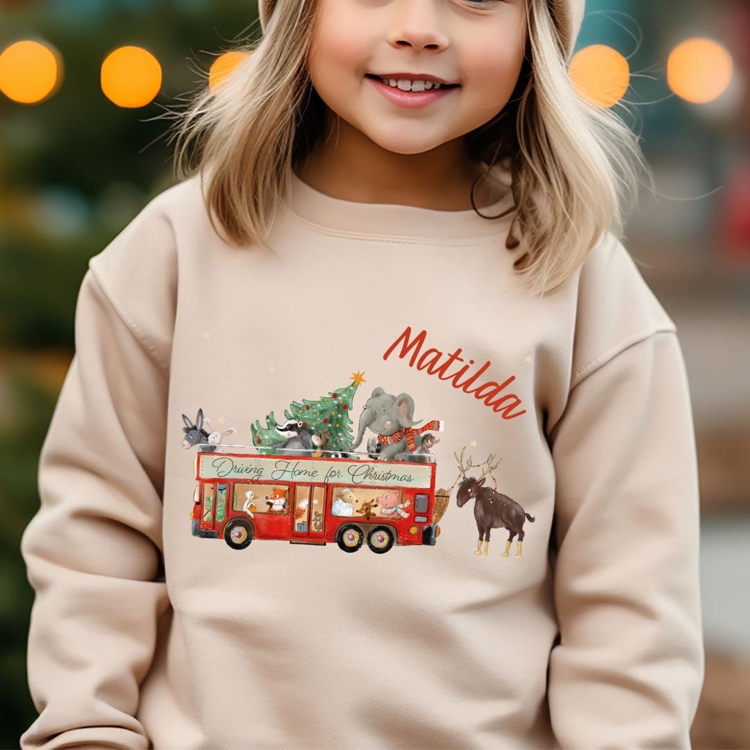 Weihnachtspullover Pullover für Weihnachten Weihnachtssweatshirt Weihnachtsshirt personalisiert Weihnachtsmann Weihnachtsoutfit Bus