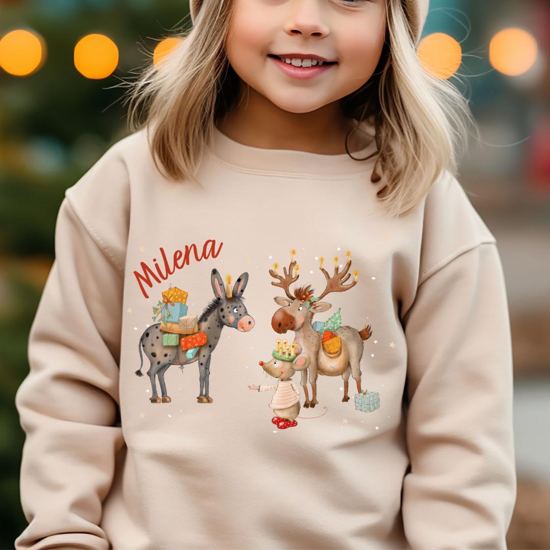 Weihnachtspullover Pullover für Weihnachten Weihnachtssweatshirt Weihnachtsshirt personalisiert Weihnachtsmann Weihnachtsoutfit Rentier