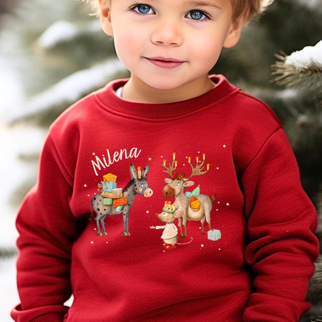 Weihnachtspullover Pullover für Weihnachten Weihnachtssweatshirt Weihnachtsshirt personalisiert Weihnachtsmann Weihnachtsoutfit Rentier