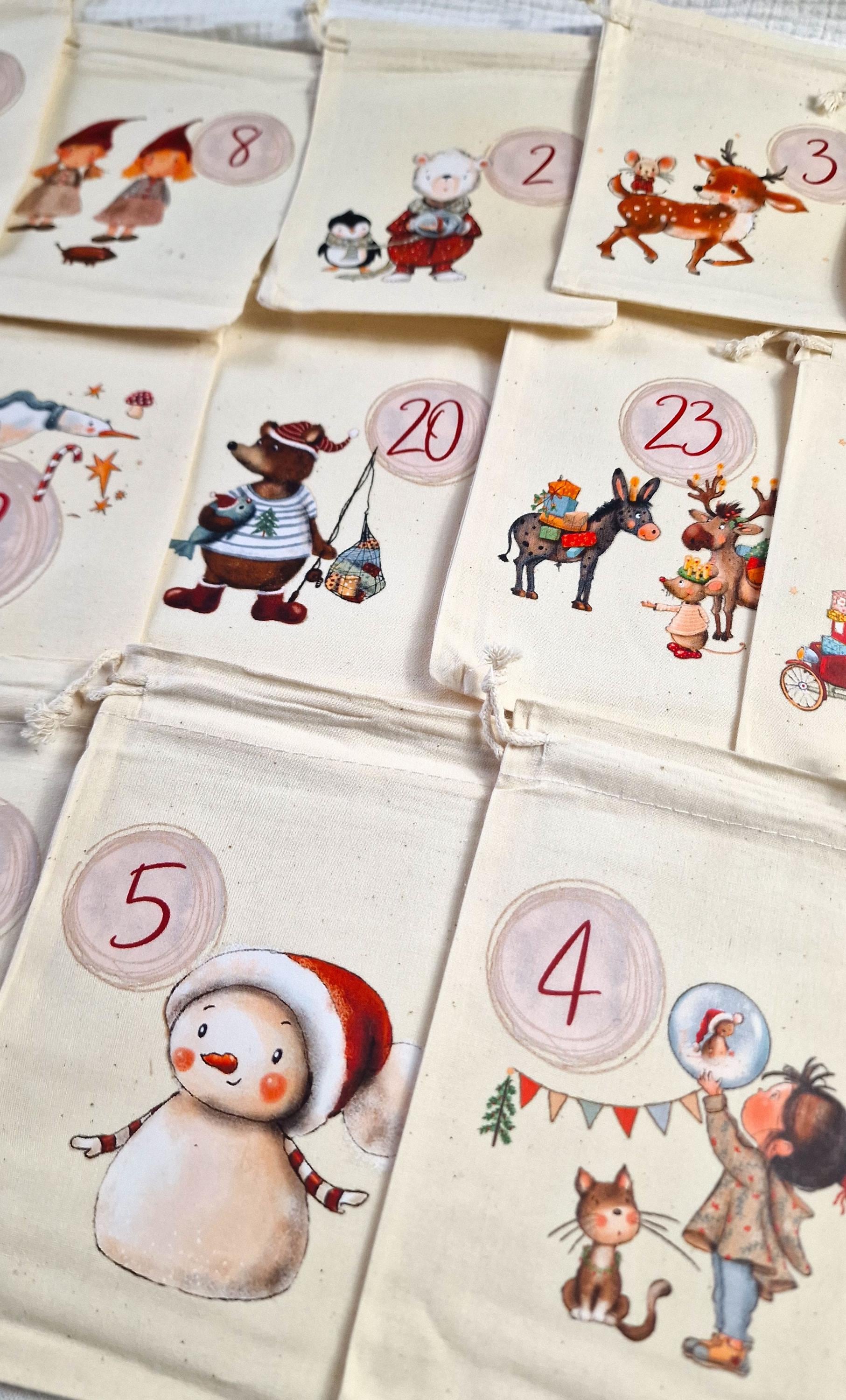 Bügelbilder Adventskalender Zahlen – DIY Adventskalender selber machen – Stoffsäckchen gestalten – Weihnachts Bügelbilder – Advent Calendars