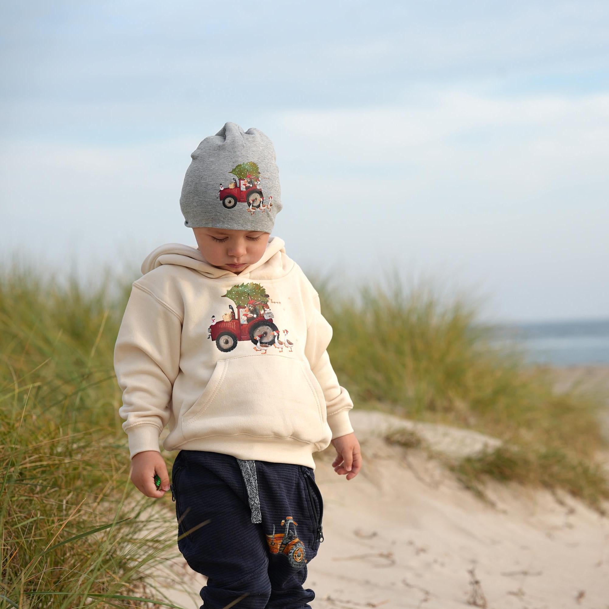 Bügelbild Weihnachten Traktor - personalisiert mit Name – Weihnachtsmotiv für Shirt & Pullover – Bügelmotiv A4 oder A5 – Patches