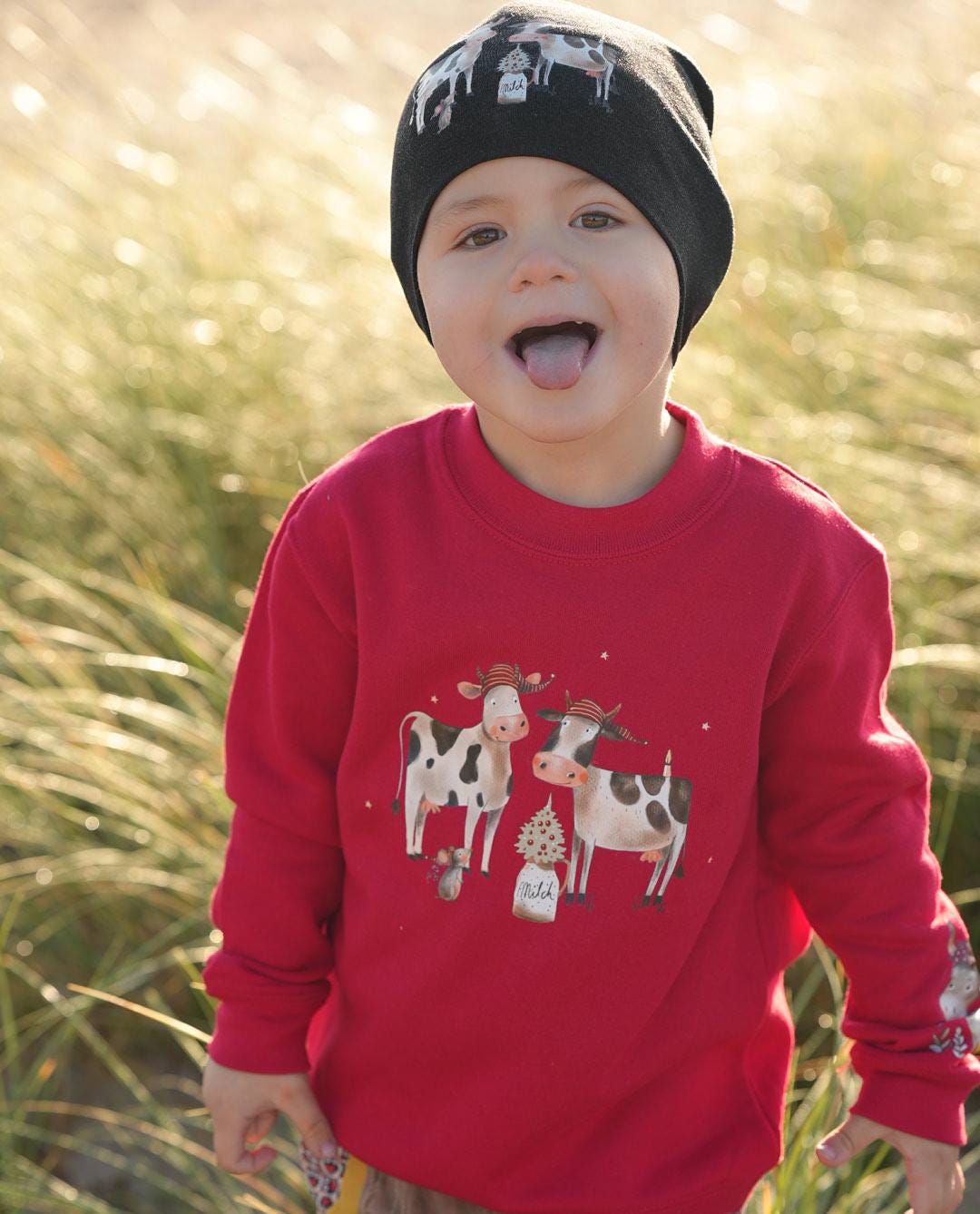 Bügelbild für bunte ien Weihnachten Weihnachtsshirt Weihnachtspullover Weihnachtsbody Weihnachtskleid Kühe Bauernhof Weihnachtsbaum