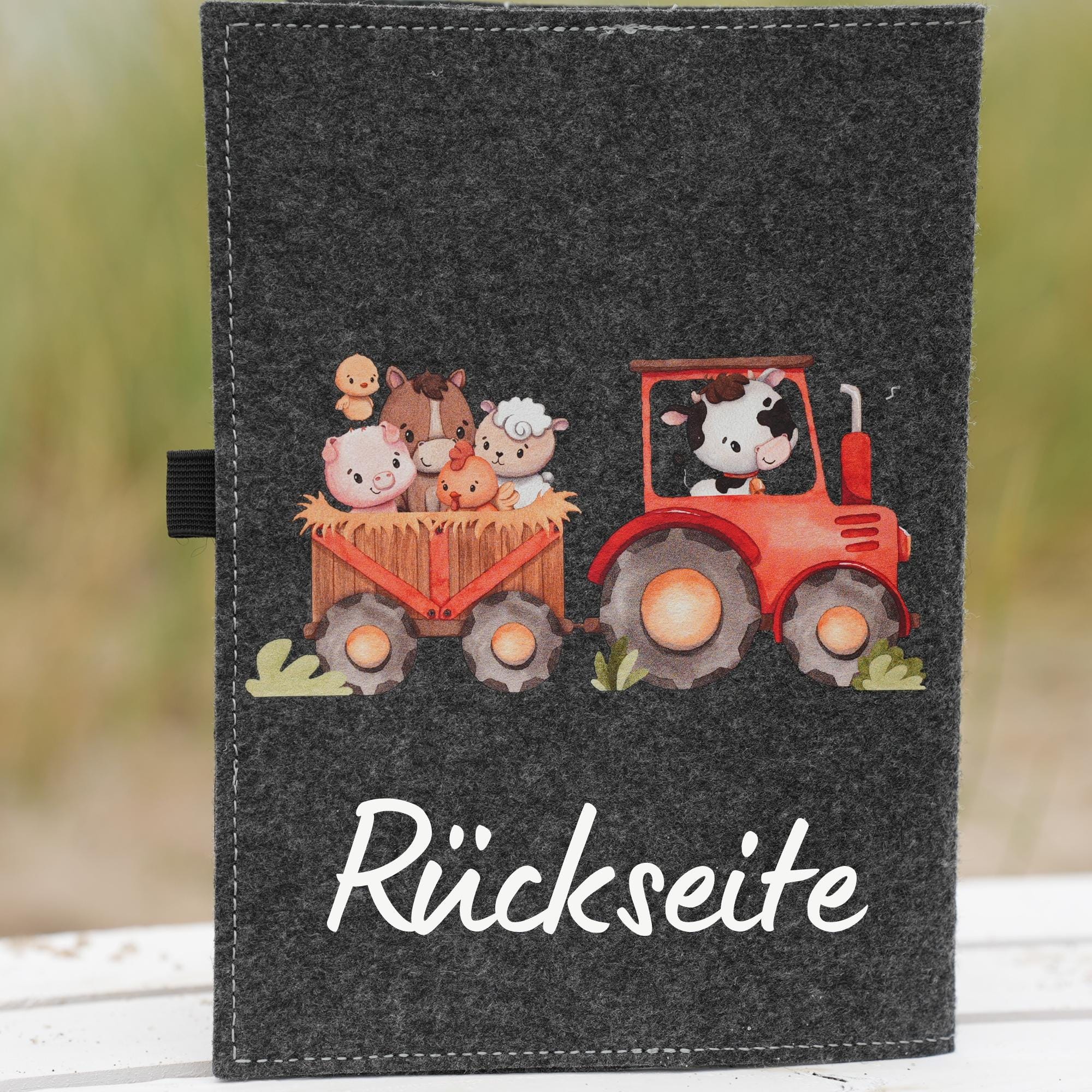 Hülle U Heft personalisiert mit Name Filz Untersuchungsheft U Heft Hülle mit Name Geschenk Taufe Geschenk Geburt Hülle U Heft Traktor