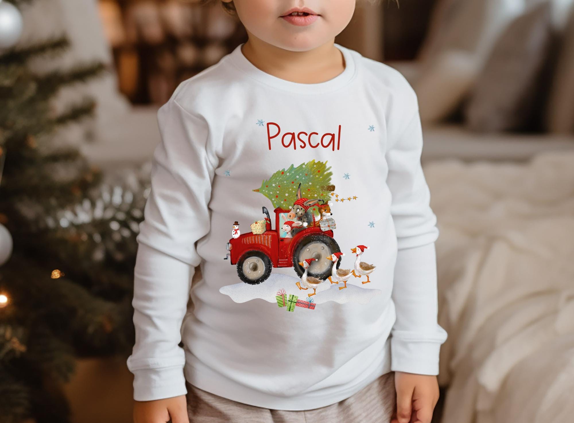 Shirt für Weihnachten Weihnachtsshirt Weihnachtspullover personalisiert Weihnachtsmann Bagger Baustelle Weihnachtsoutfit