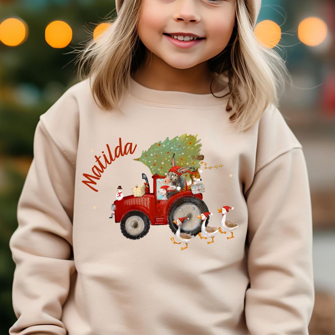 Weihnachtspullover Pullover für Weihnachten Weihnachtssweatshirt Weihnachtsshirt personalisiert Weihnachtsmann Weihnachtsoutfit Traktor