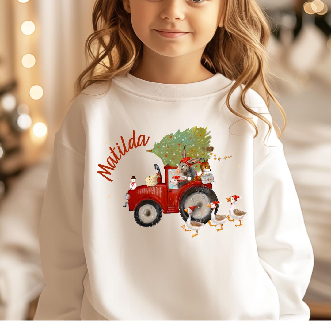 Weihnachtspullover Pullover für Weihnachten Weihnachtssweatshirt Weihnachtsshirt personalisiert Weihnachtsmann Weihnachtsoutfit Traktor